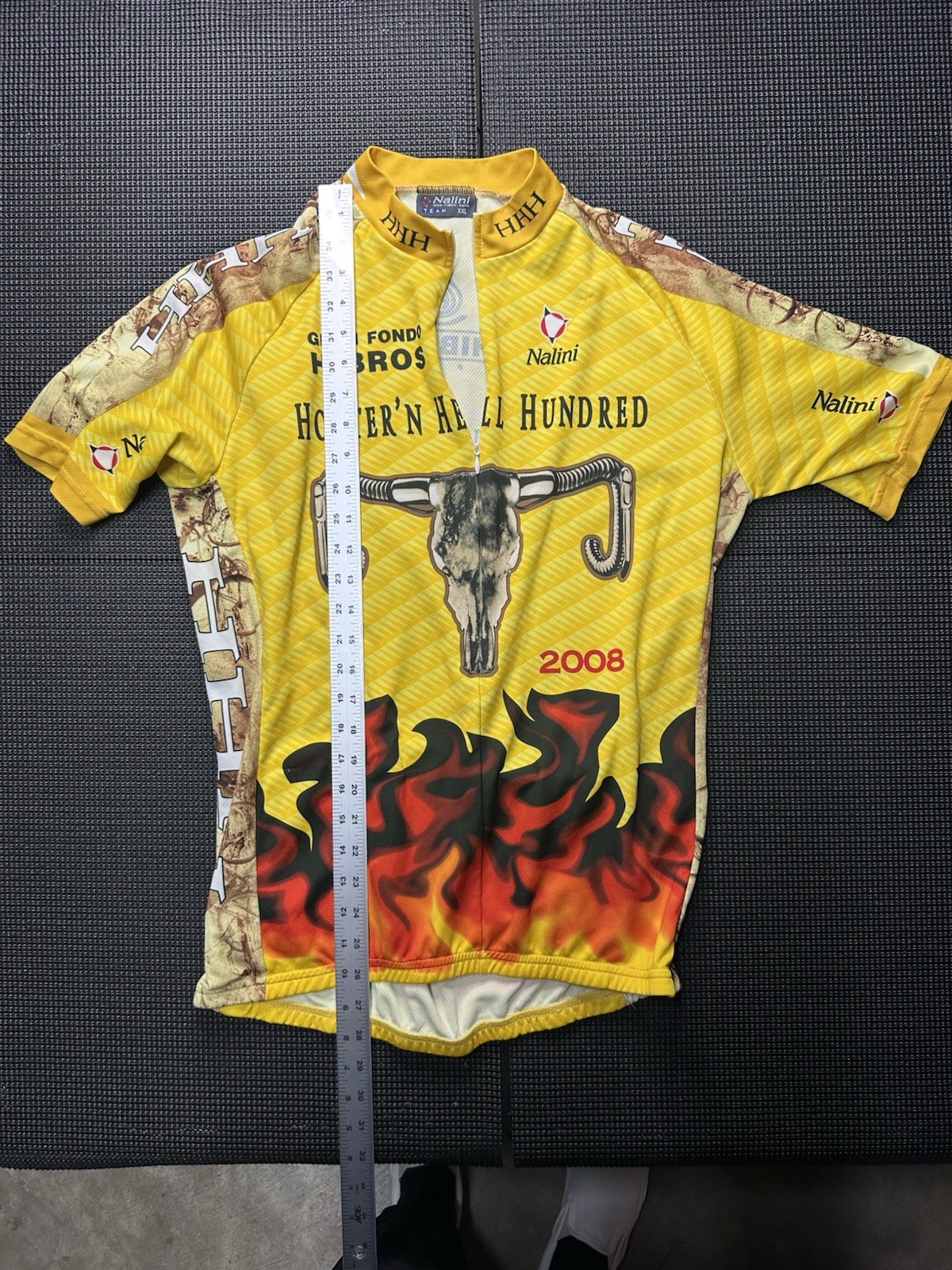 Vintage Hotter N Hell 100 2008 Cycling Jersey XXL Nalini Flame Skull Race