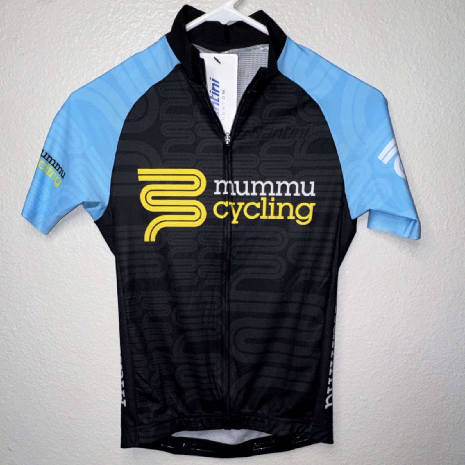 Santini 9C CUSTOM Lady Cut KEVO Cycling Jersey S Black Blue Yellow Full Zip