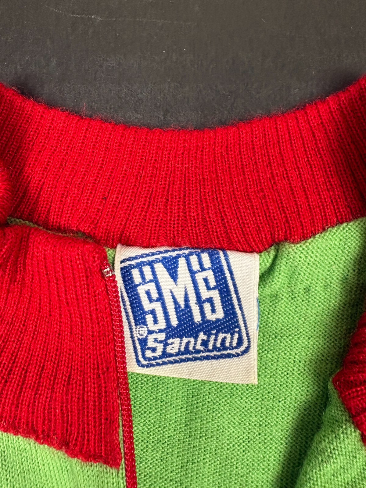 Vintage Santini Legnano Cycling Jersey Wool Knit Green Red Size M Italy RARE