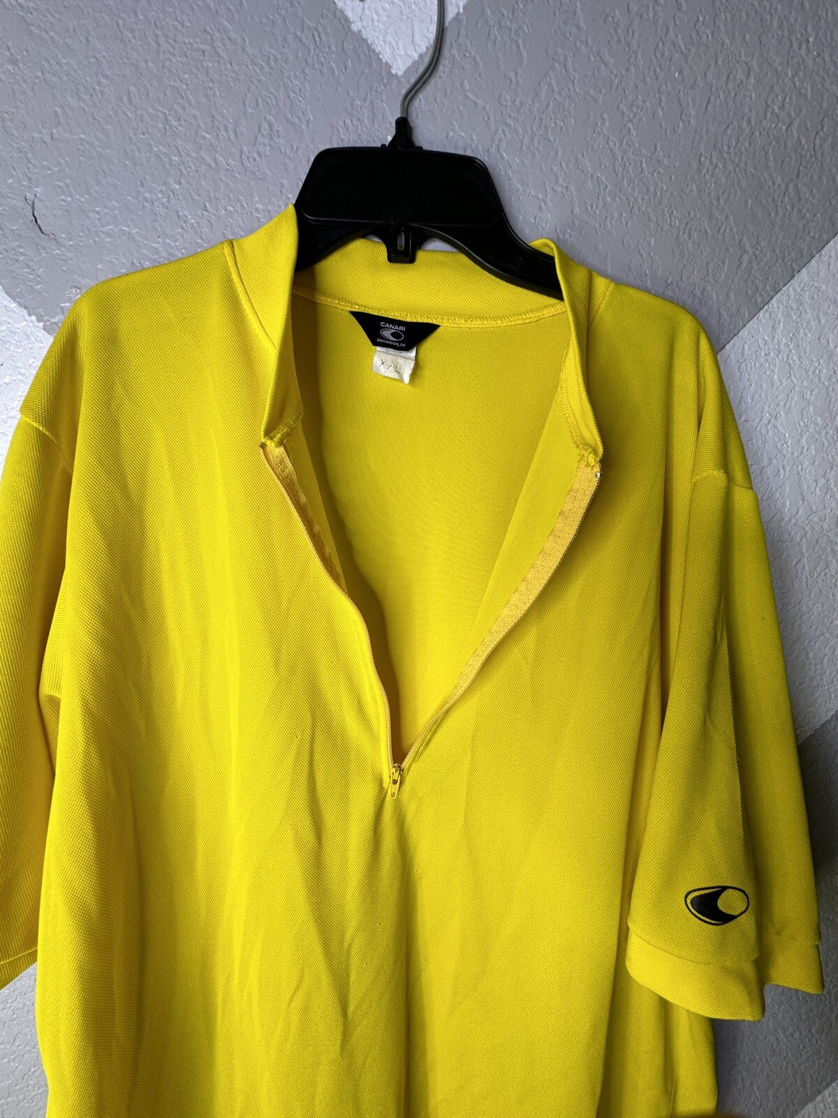 Canari Cycling Jersey Adult 2XL XXL Yellow 1/2 Zip 100% Polyester Pockets