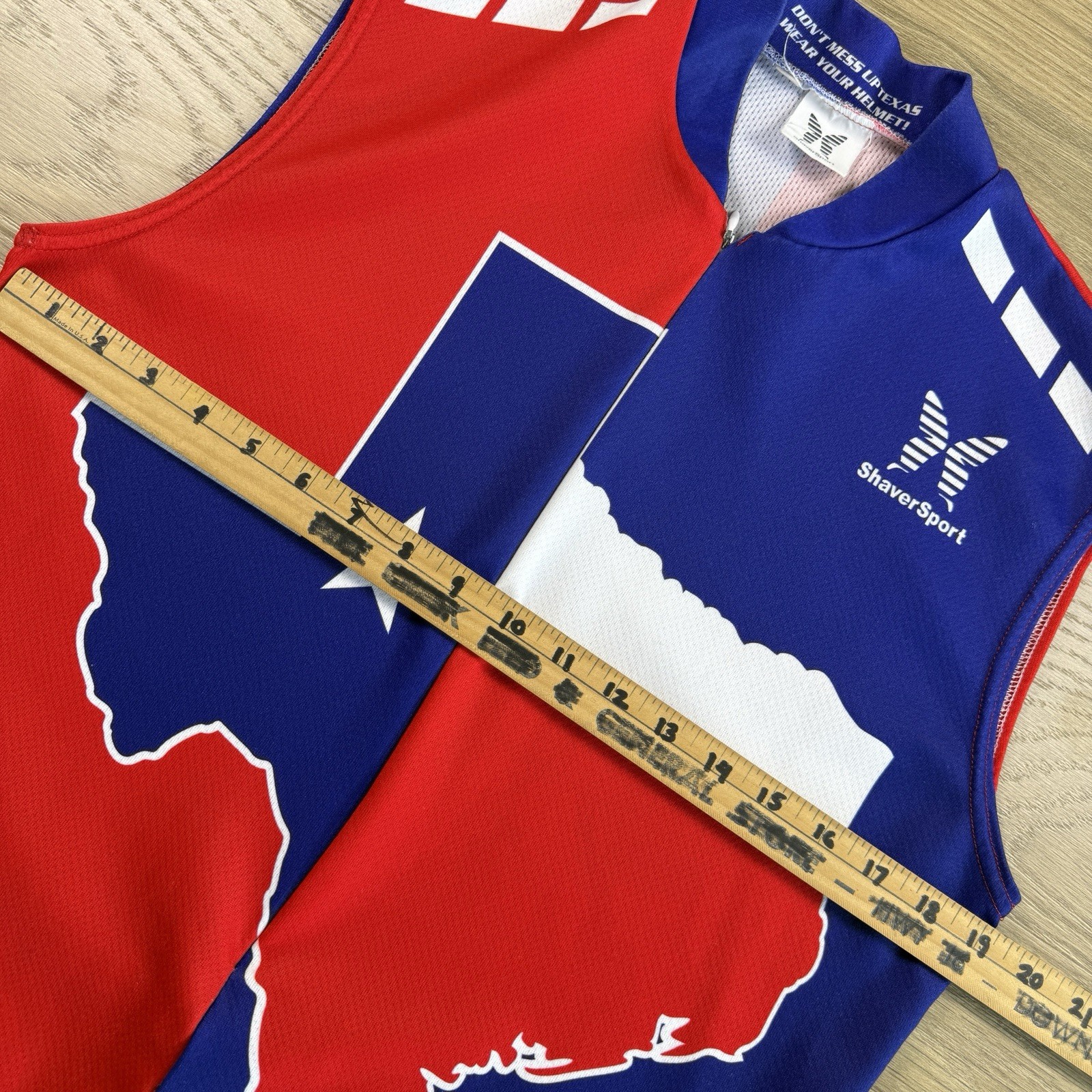 Shaver Sport Cycling Shirt Adult Meduim Mocropelle Texas Red Blue Lone Star