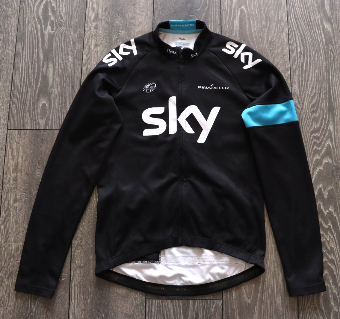 RAPHA TEAM SKY PRO CYCLING FULL ZIP LONG SLEEVE JERSEY BLACK MEN’S SIZE LARGE