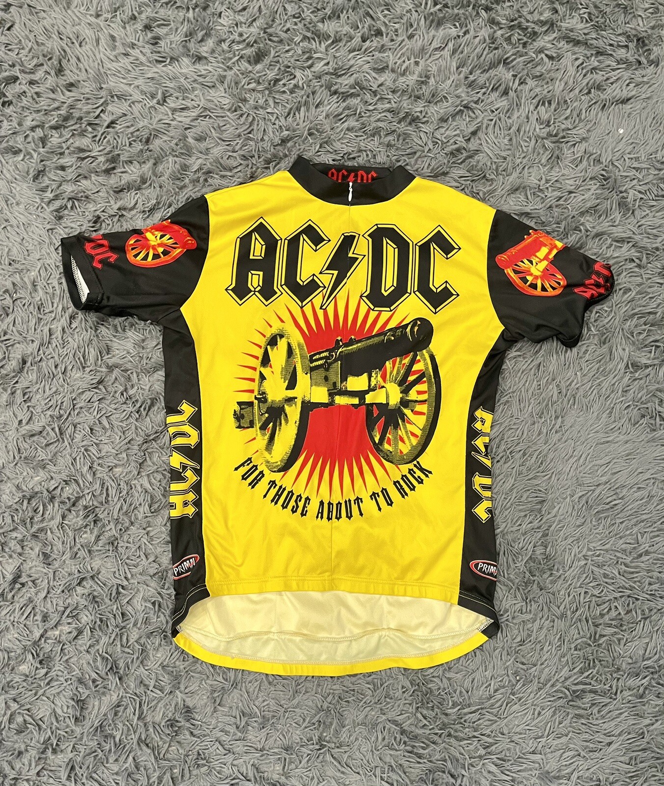 2004 AC DC PRIMAL VINTAGE CYCLING ZIP UP JERSEY BIKE Y2K ROCK SHIRT BAND LIGHT