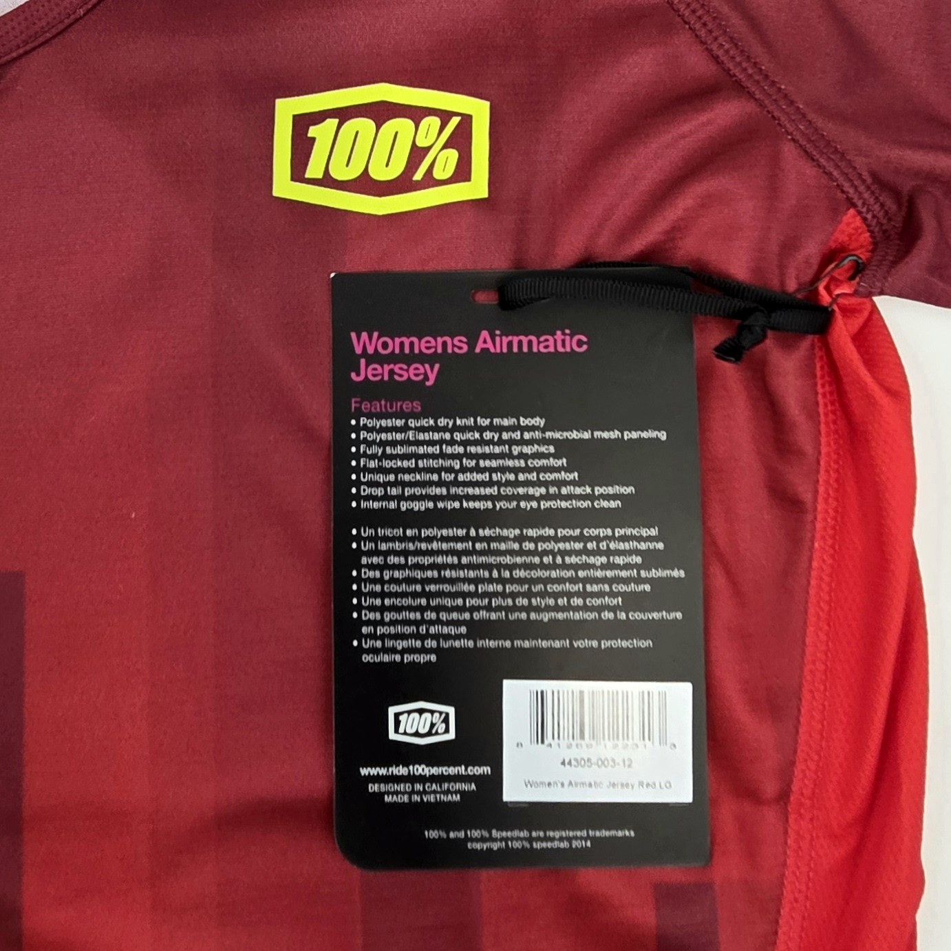 100% Women’s Airmatic Mountain Bike Jersey Size Large Red MTB Cycling
