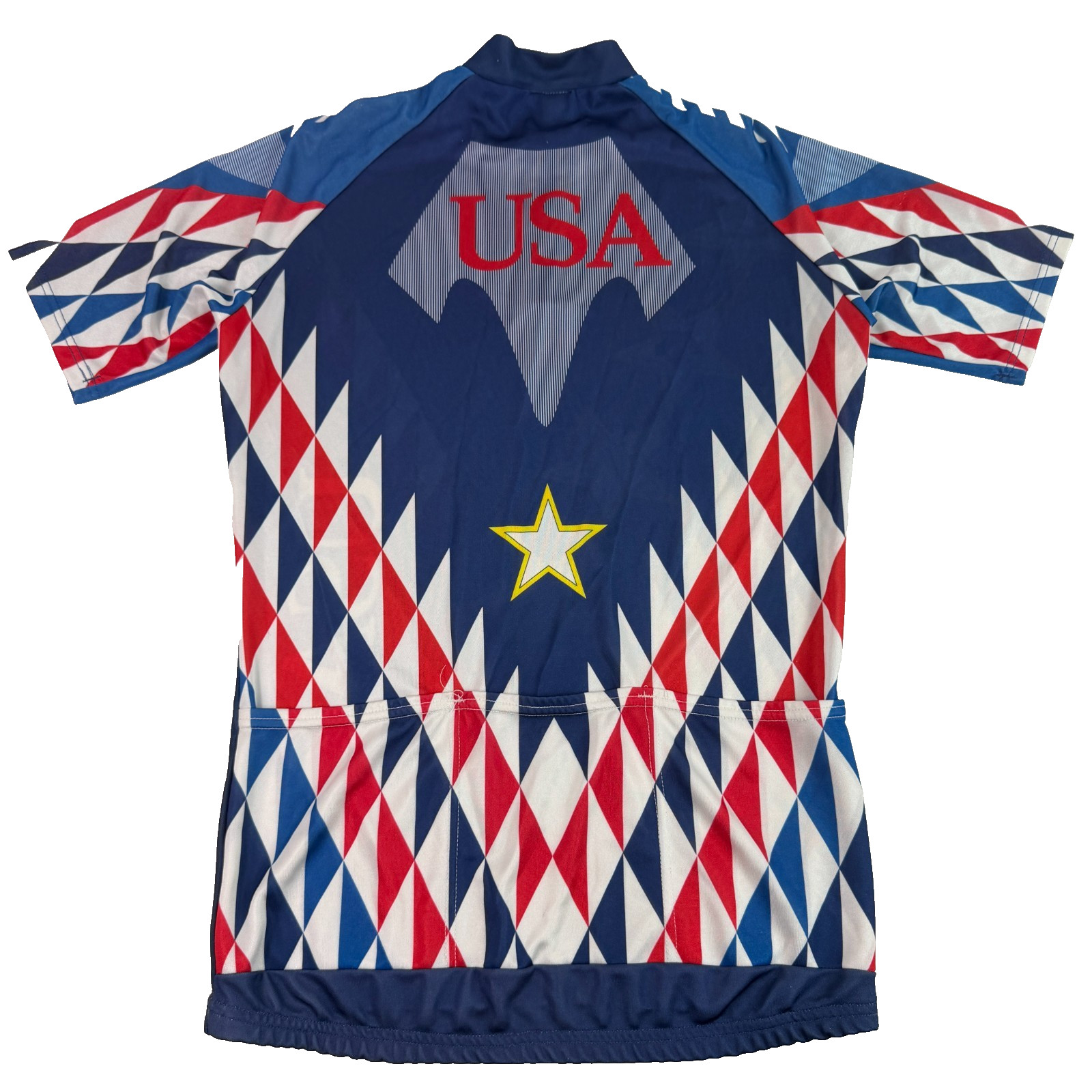 Vintage 90s Descente Cycling USA Jersey Shirt Large Stars Stripes Quarter Zip