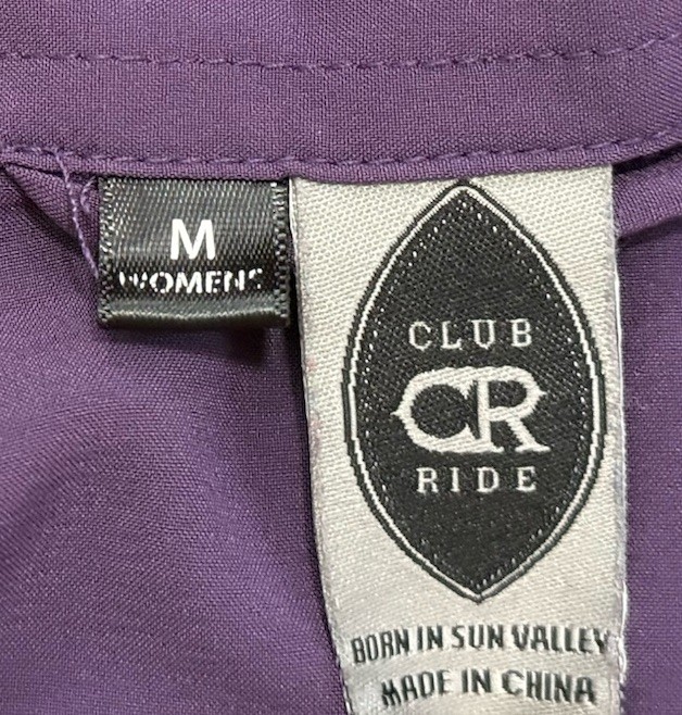 Club Ride Short Sleeve Shirt, Purple, Snap Front, Women’s Size M