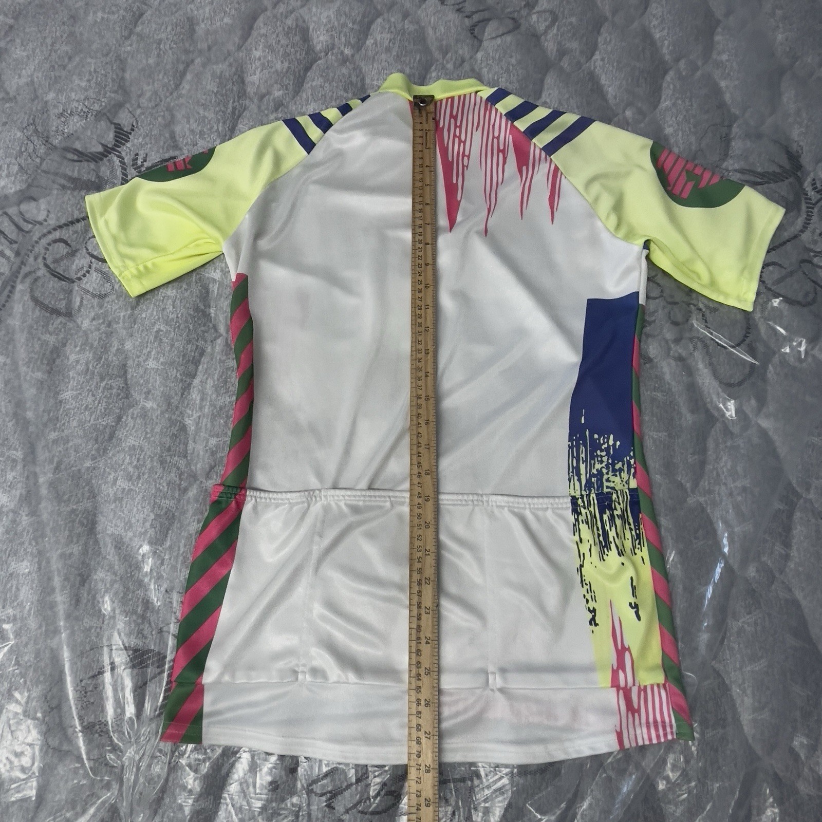 DESCENTE Cycling Jersey Coolmax Short Sleeve Back Pockets 1/4 Zip M Logo Stretch