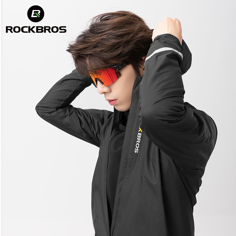 ROCKBROS Outdoor Cycling Rain Jacket Lightweight Reflective Rain Jacket