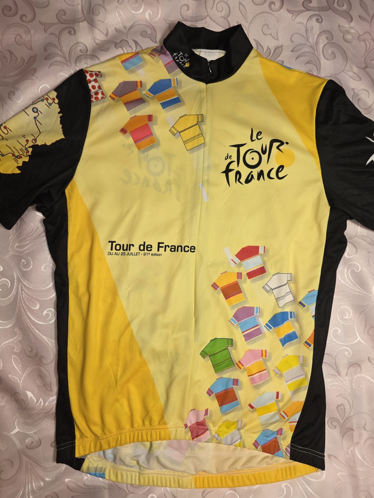 VTG 2004 Le Tour De France Cycling Jersey Men’s Large 3/4 Zip Pockets Made Italy