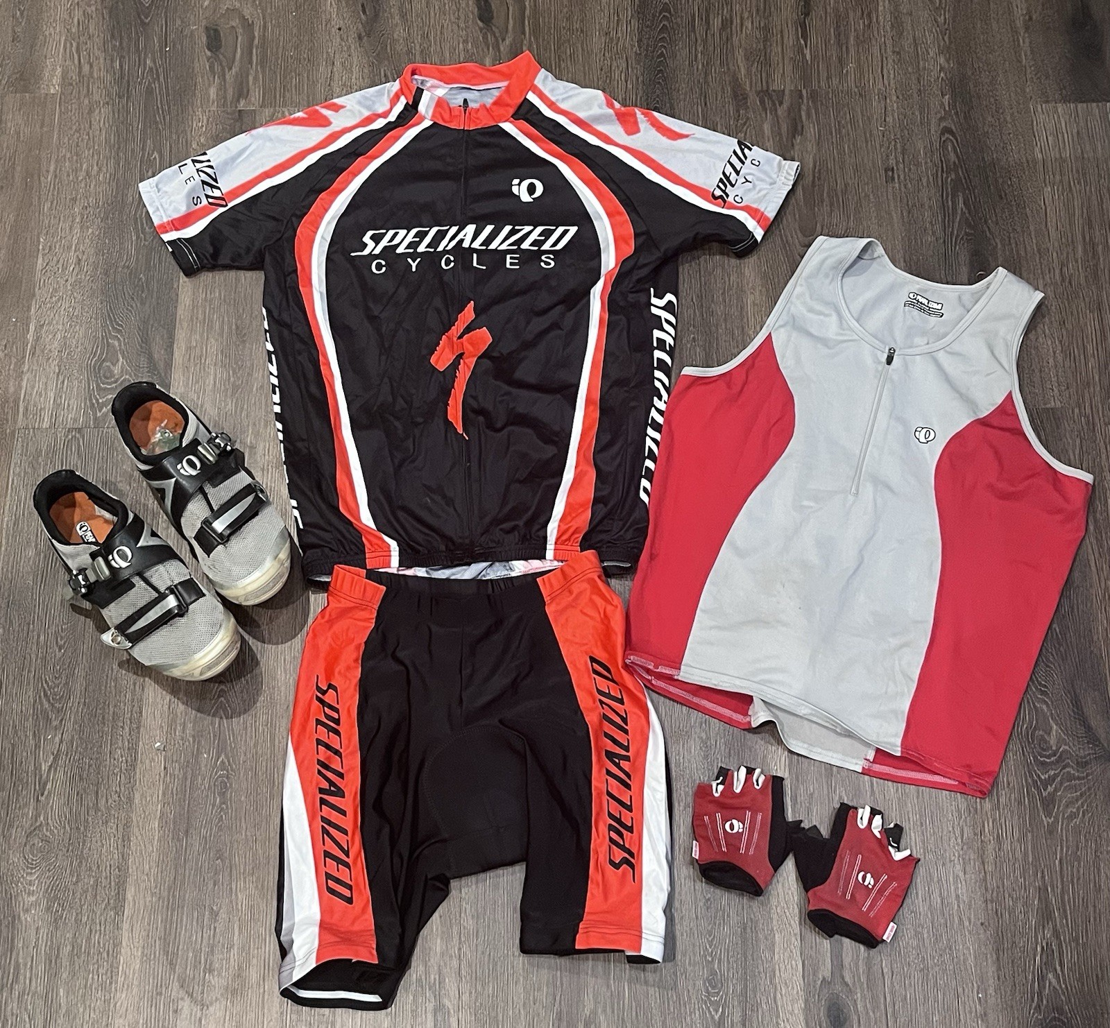 Pearl Izumi Full Cycling Outfit XL XXL Shoes Gloves Jersey Shorts Specialized