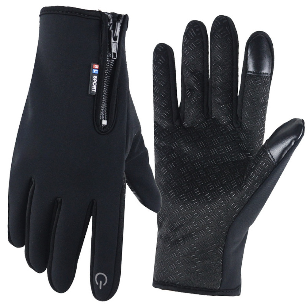 Unisex Fleece Lined Cycling Gloves Waterproof Windproof Screen Compatible Use