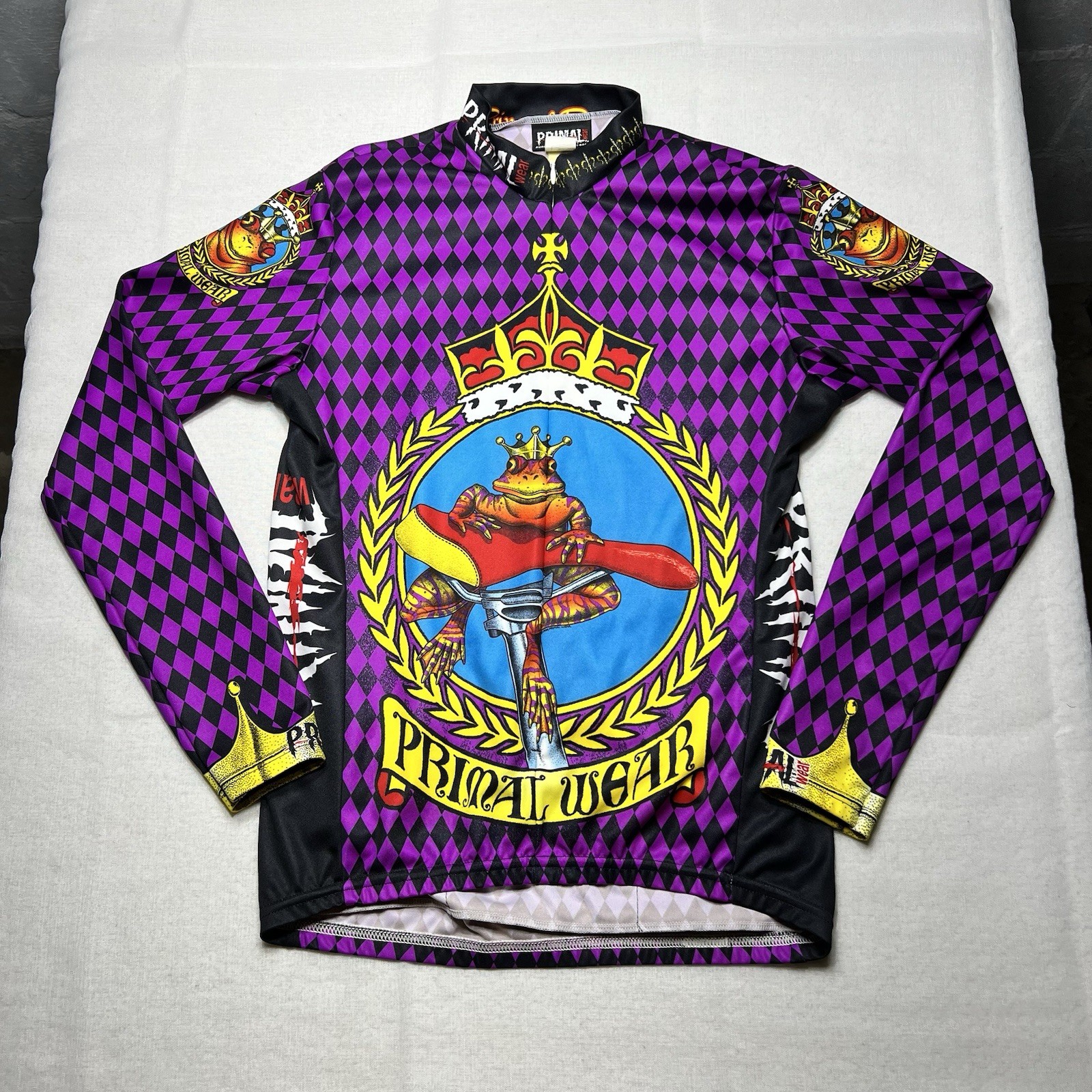 Primal Wear Prince Of Rides Cycling Jersey Mens Small Purple Frog King MTB USA