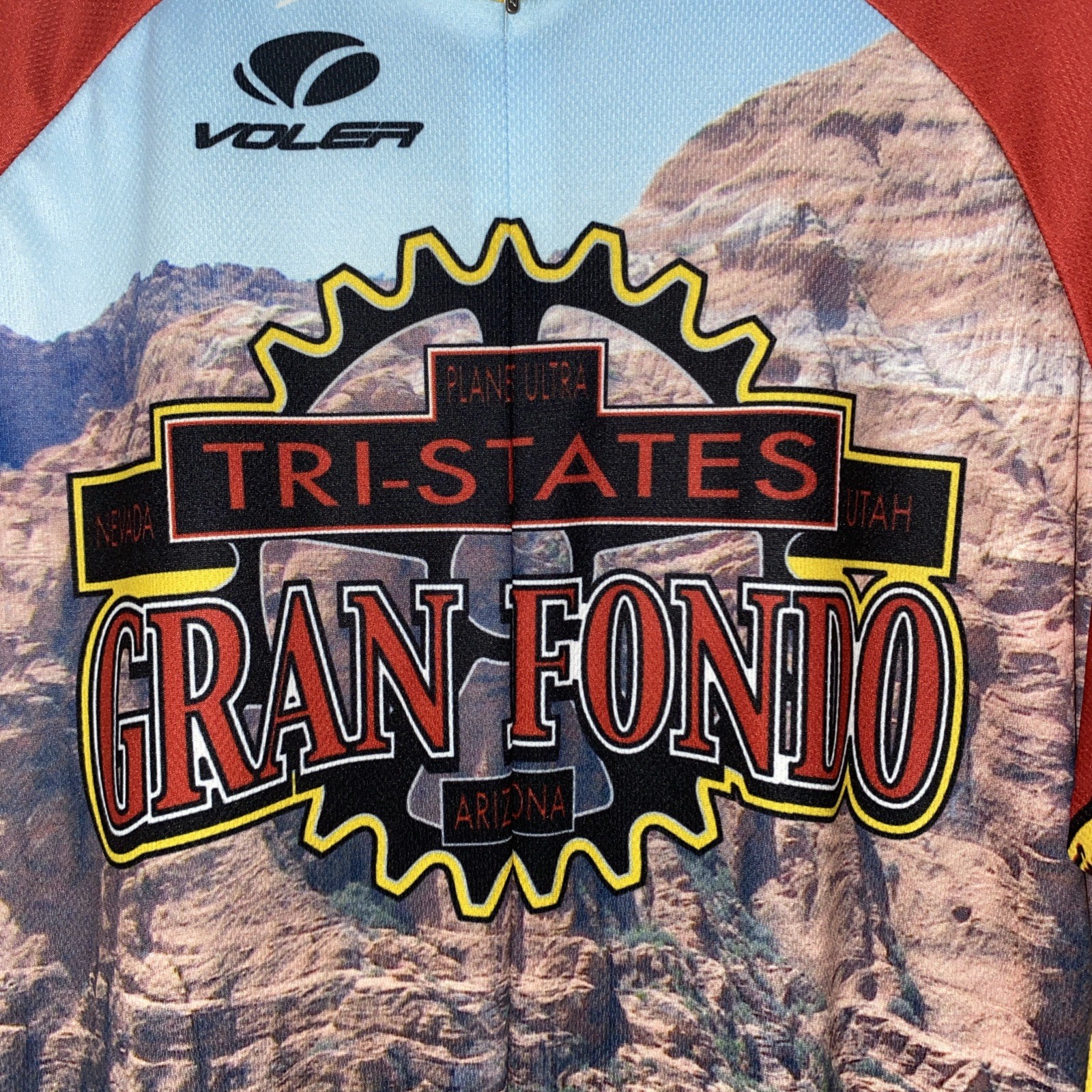 Volea Men’s Tri-States Gran Fondo 3 Pocket Back Cycling Jersey Sz L Chest 41”