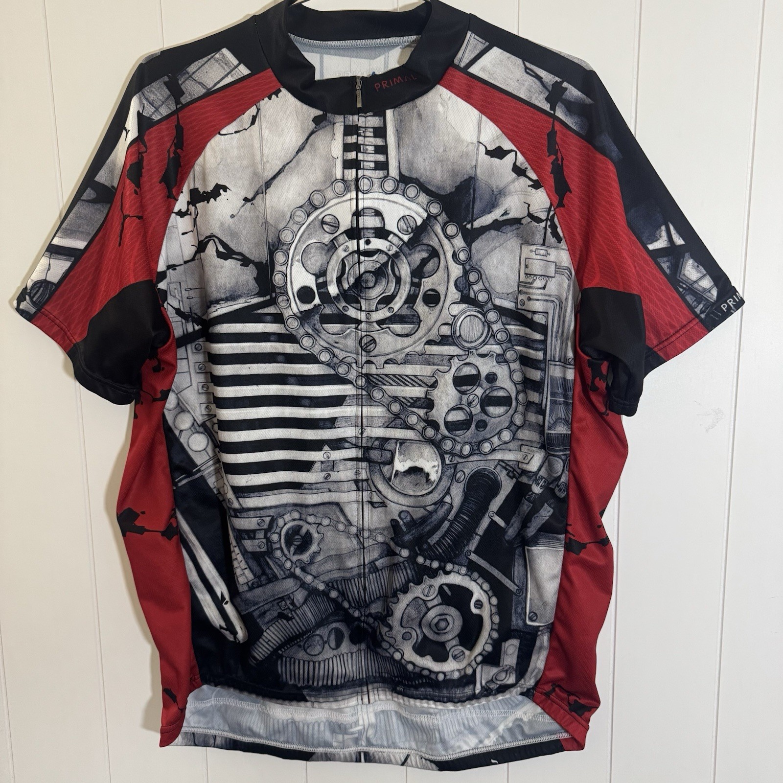 Primal Wear Men’s 2XL Cycling Jersey Full Zip Bike Shirt Mechanical Gear Print