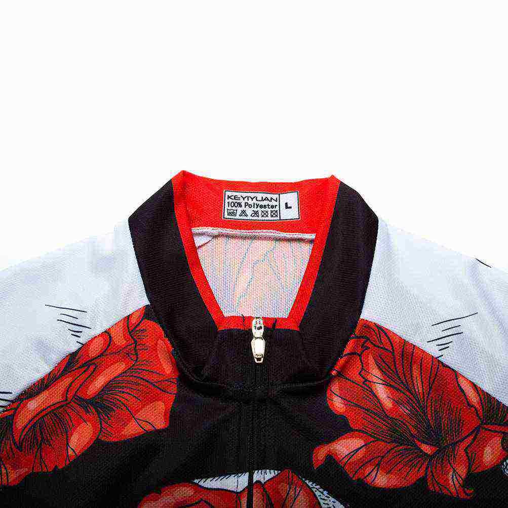 Men’s Skull Cycling Jersey with Zip Pocket Bike Bicycle Jersey Shirt Cycling Top
