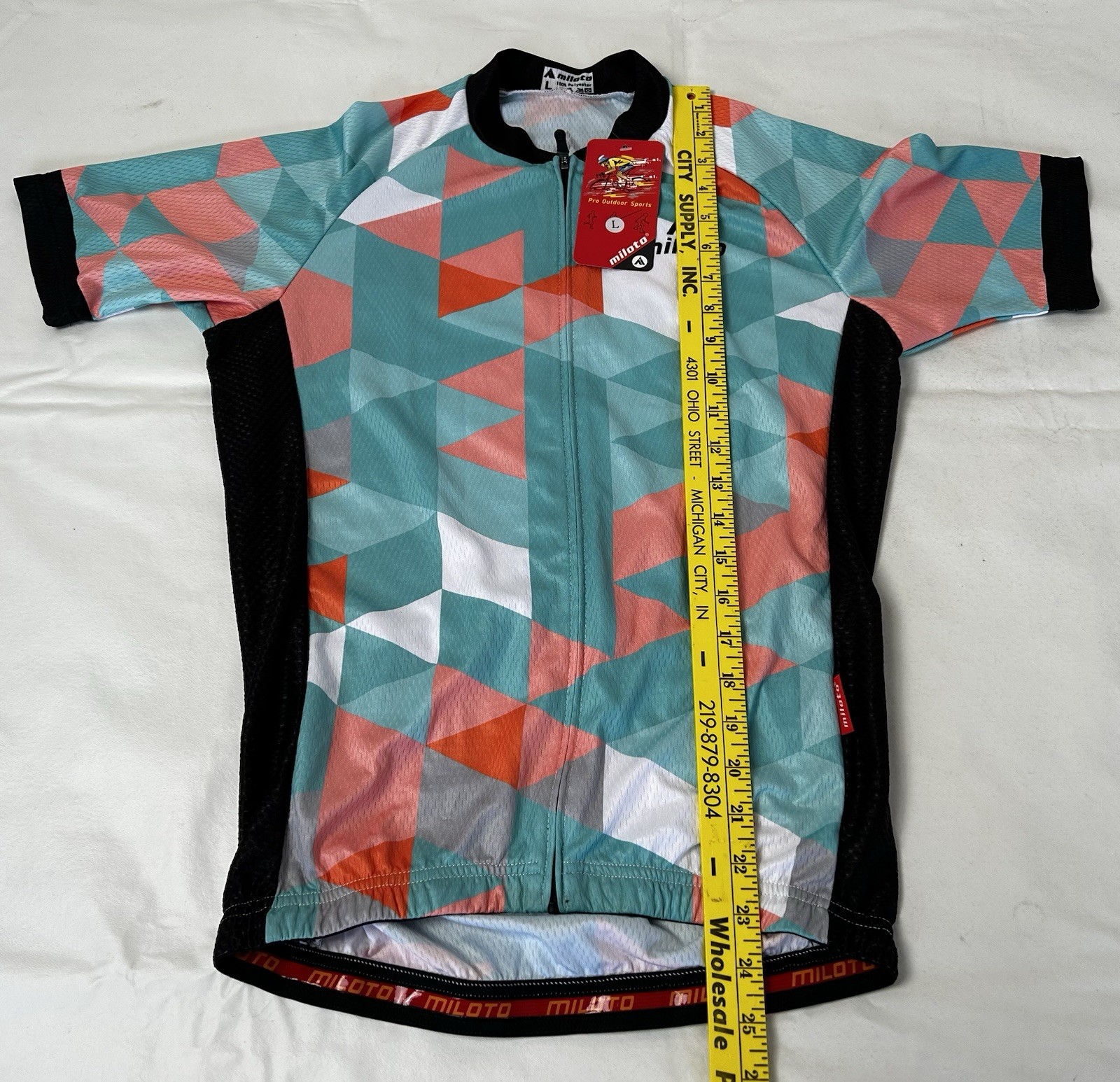 NWT Miloto Cycling Jersey Adult Large Full Zip Multicolor Graphic Cycling Shirt