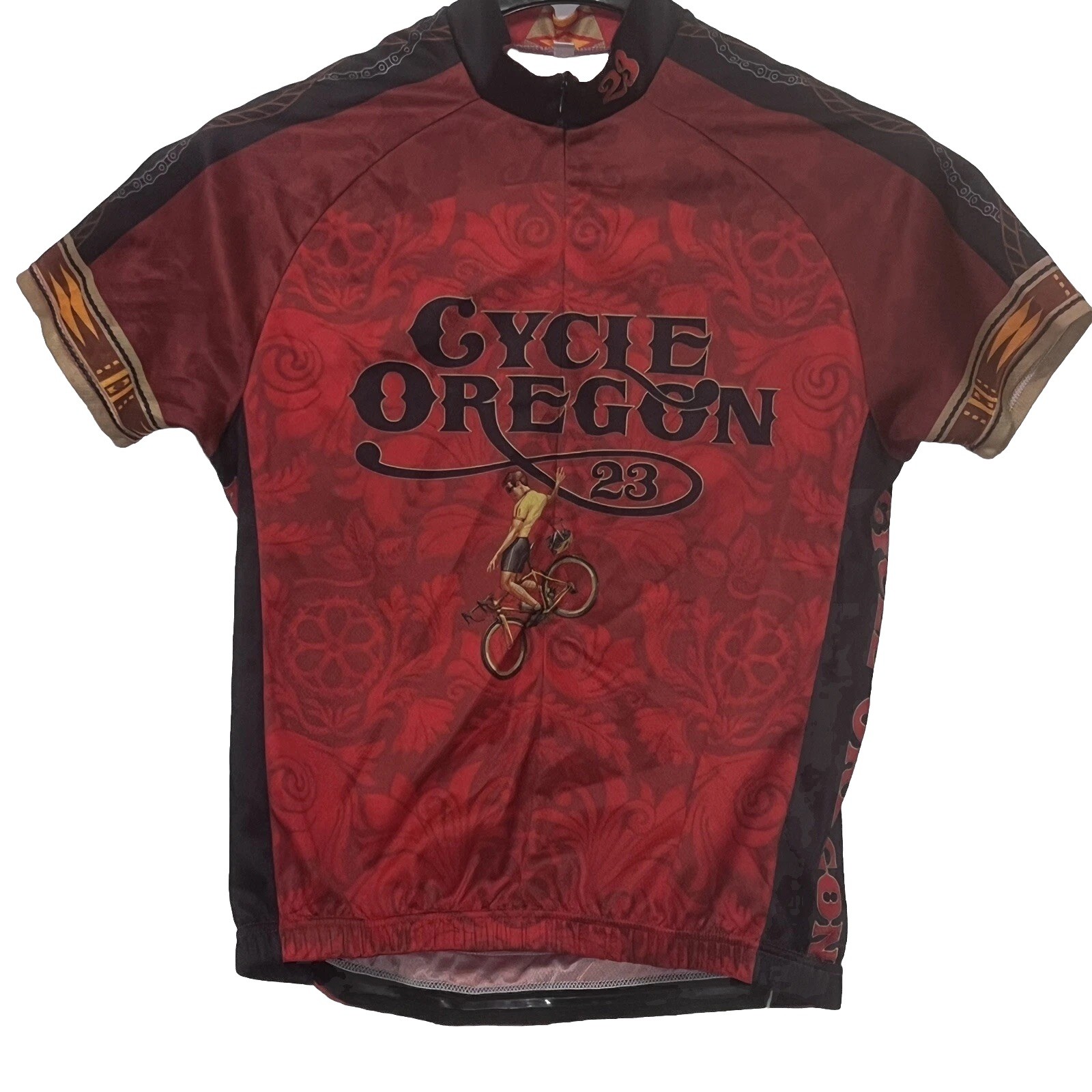 Cycle Oregon 23 Racing Sports Athletic 1/2 Zip Cycling Performance Shirt Large