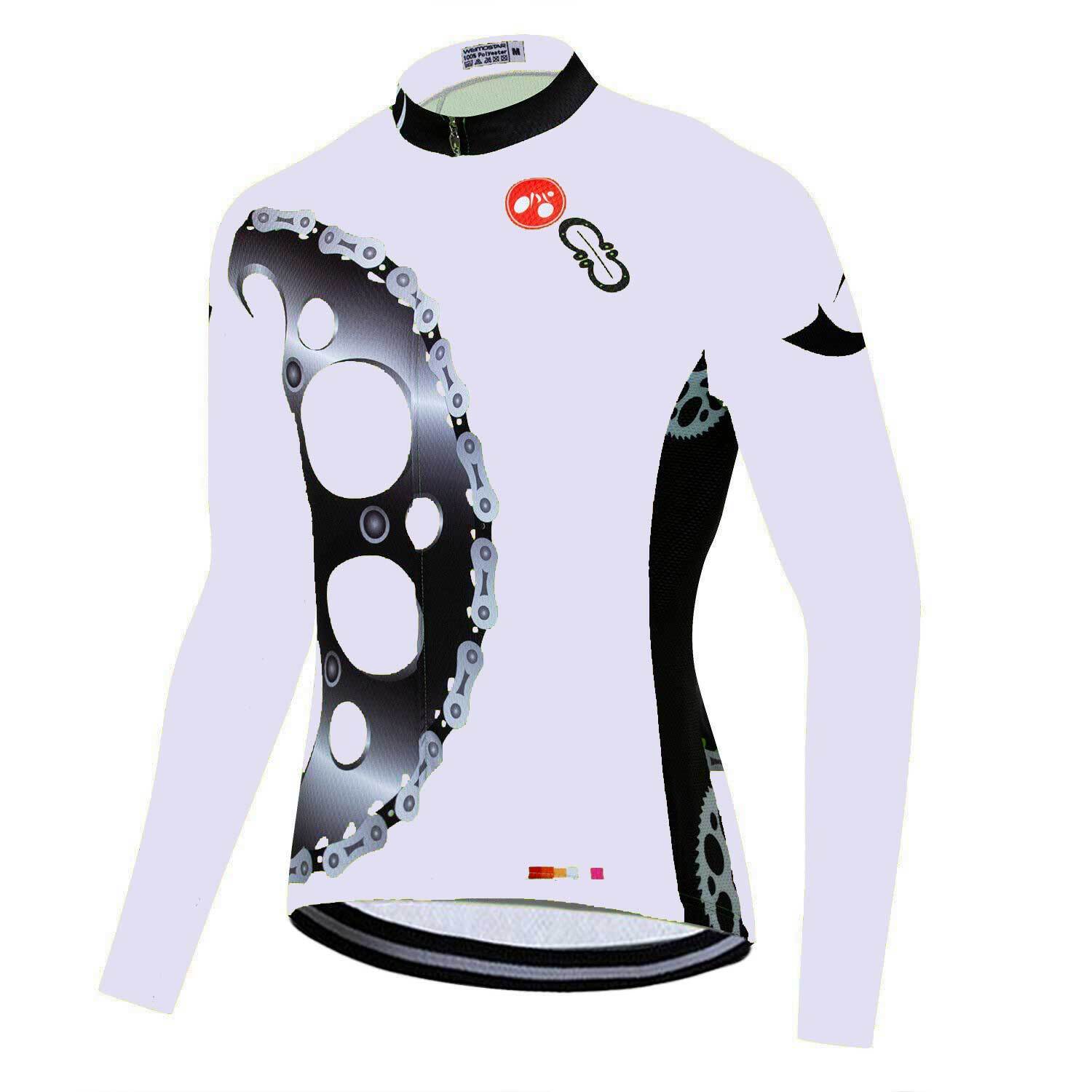 Men’s Long Sleeve Cycling Jersey Full Zip Bike Bicycle Jersey Shirt Reflective