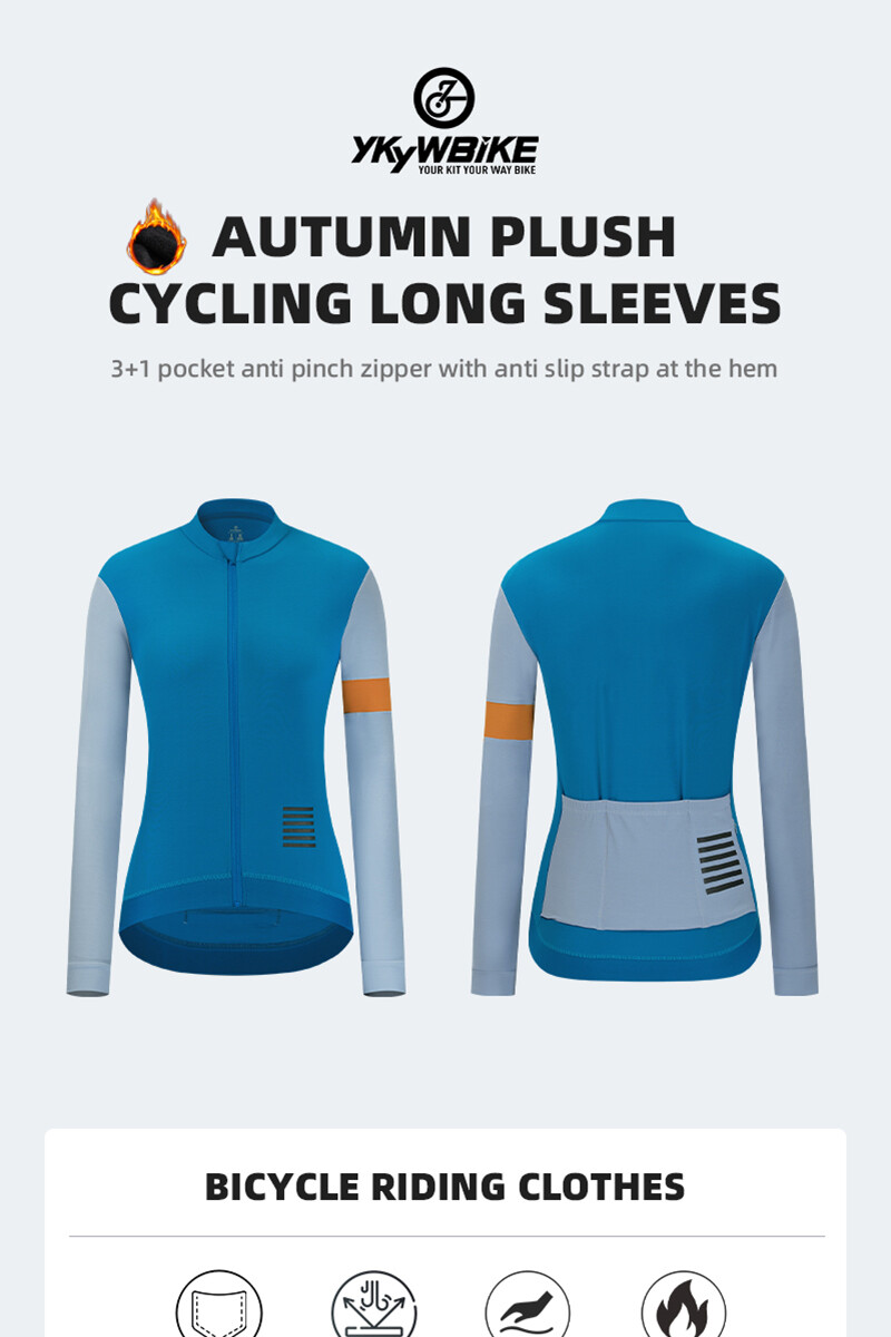 Women Cycling Thermal Fleece Jersey Winter Long Sleeve Bike Shirt Racing Clothes