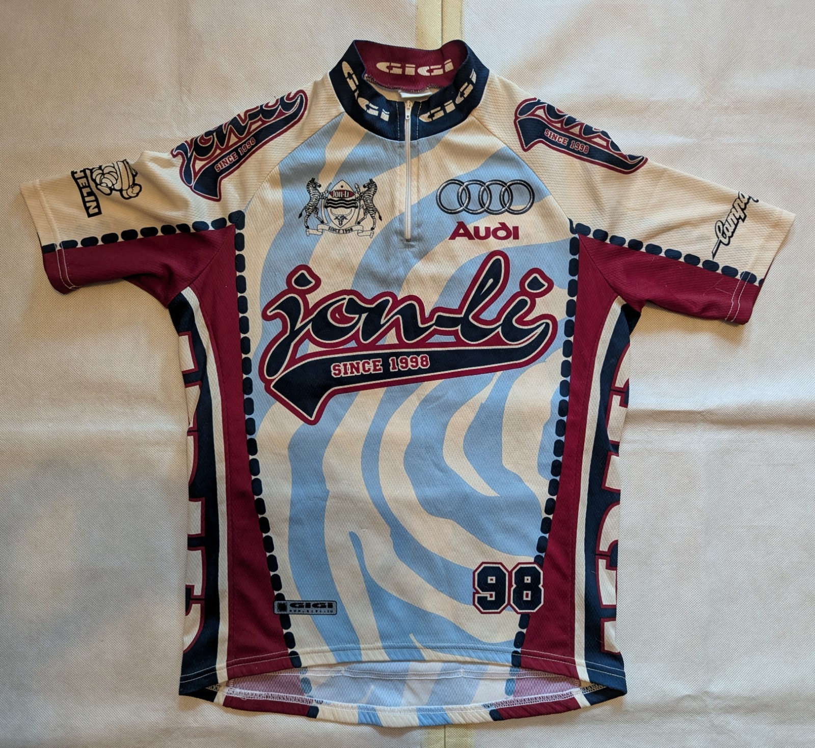 Vintage Jon-Li Cycling Jersey S Audi Michelin Made in Italy Retro Bike Shirt 90s