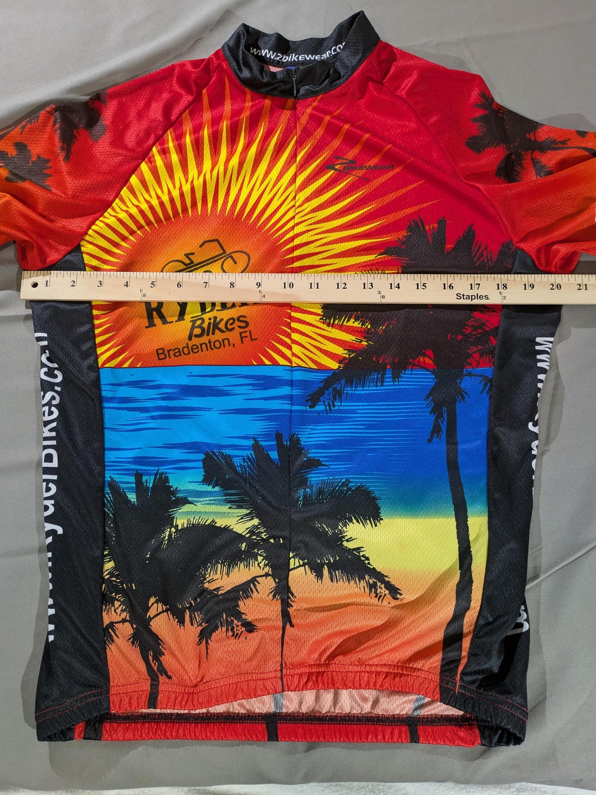 Z Bikewear Ryder Bikes Cycling Jersey Mens XL Palm Sunset Bradenton FL