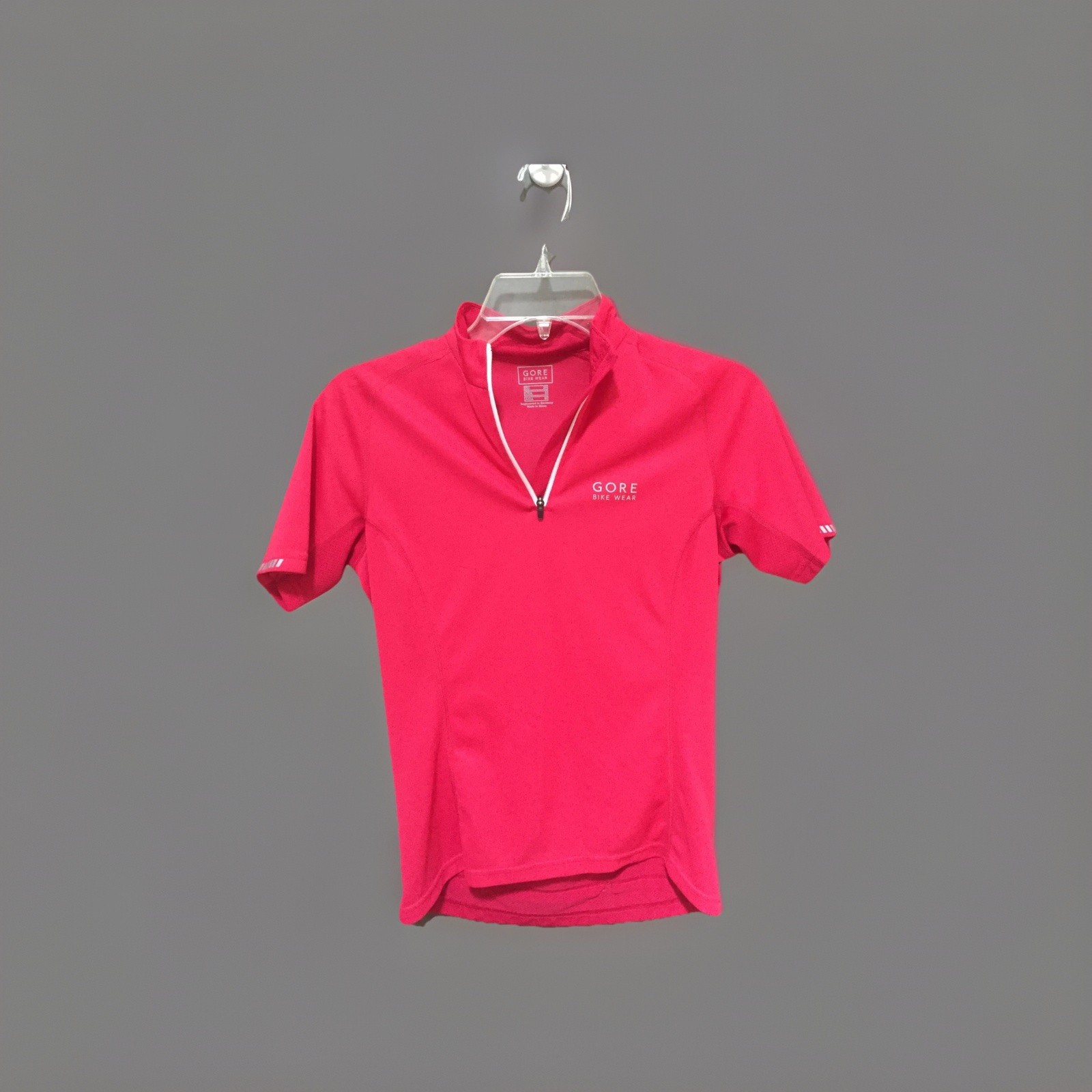 Gore Bike Wear Top Size Small 3 Back Pockets Partial Zip Neck Short Sleeve