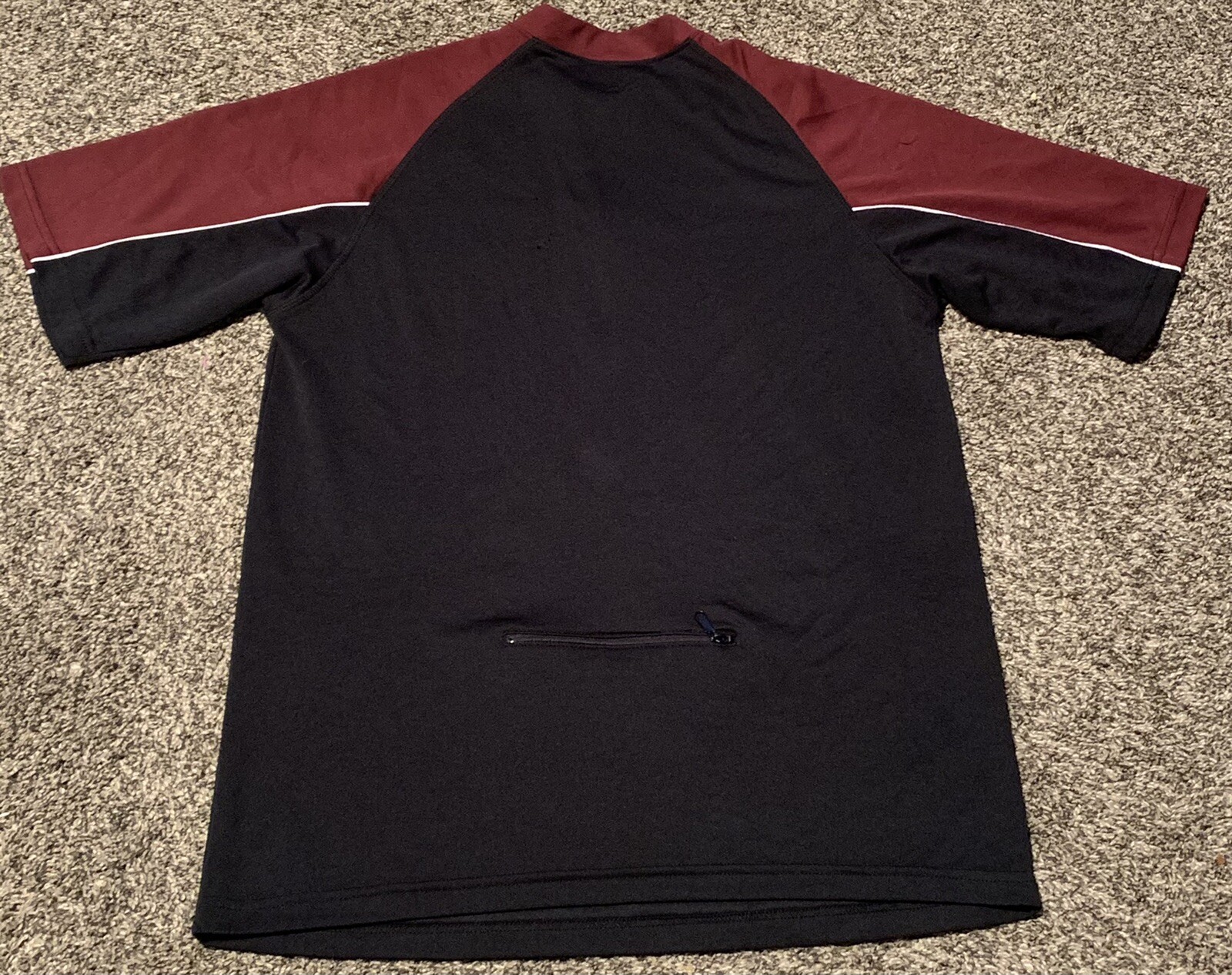Bellwether Mens Large Cycling Jersey 1/4 Zip Maroon Black Rear Zip Pocket