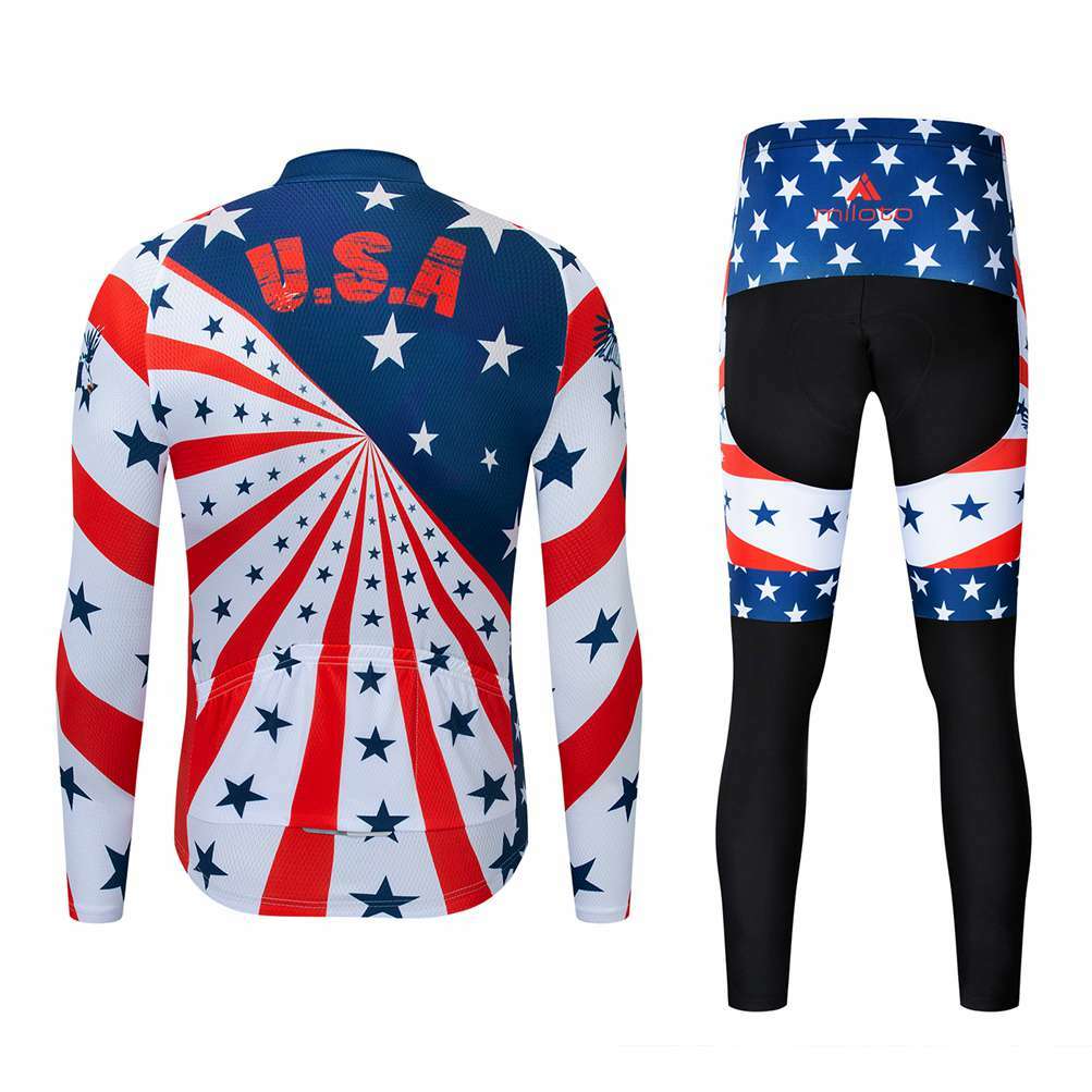 Miloto Team Cycling Clothing Long Sleeve Cycle Jersey and Padded (Bib) Pants Kit