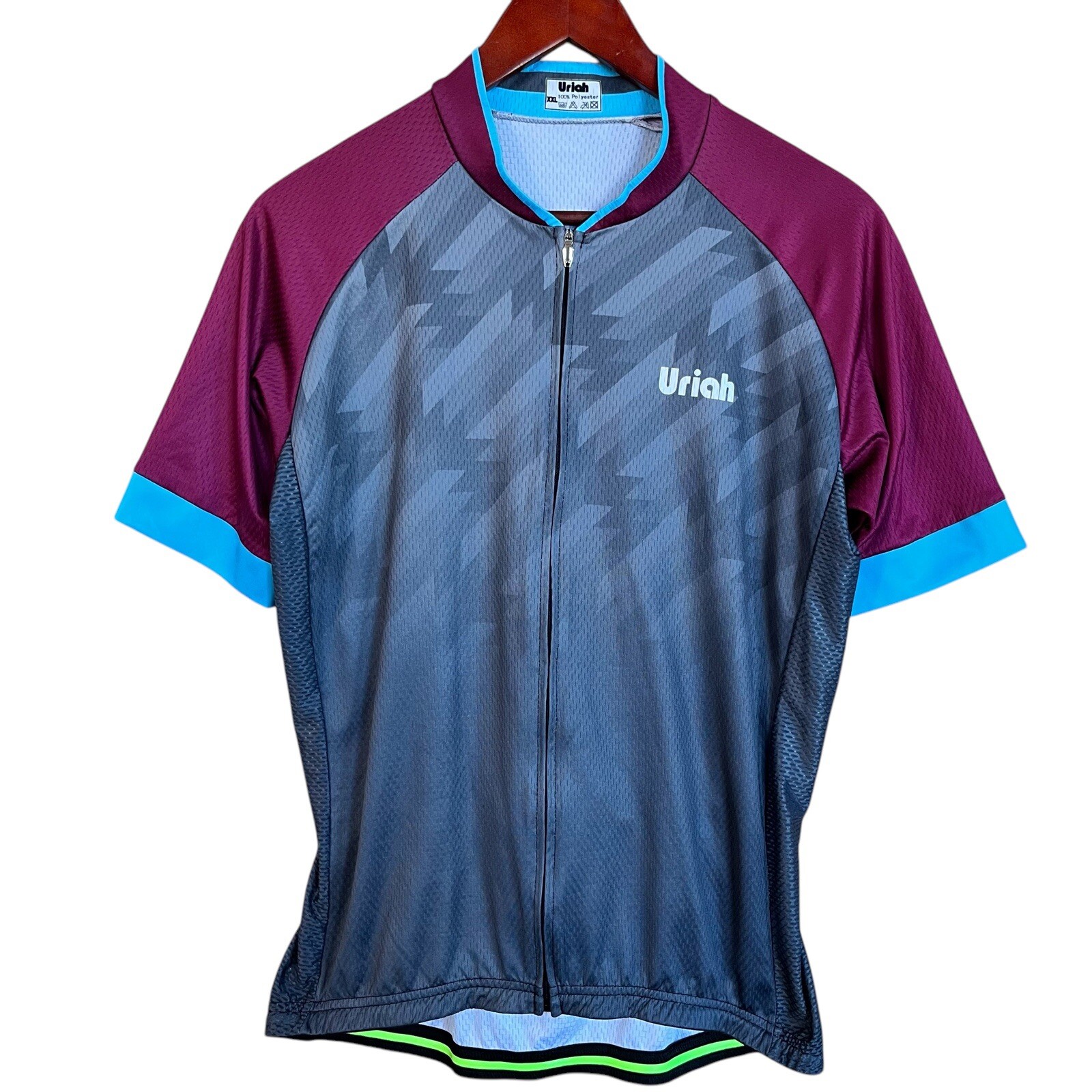 Uriah Cycling Jersey Womens XXL Gray Maroon FullZip Bicycle Racing Workout Shirt