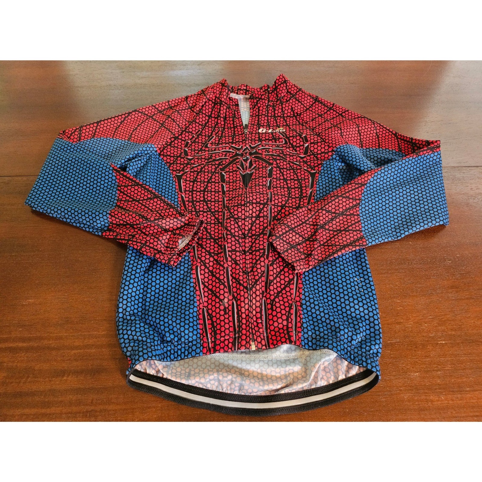 G-Like Cycling Jersey Mens Small Blue Red Spiderman Long Sleeve Full Zip Bike