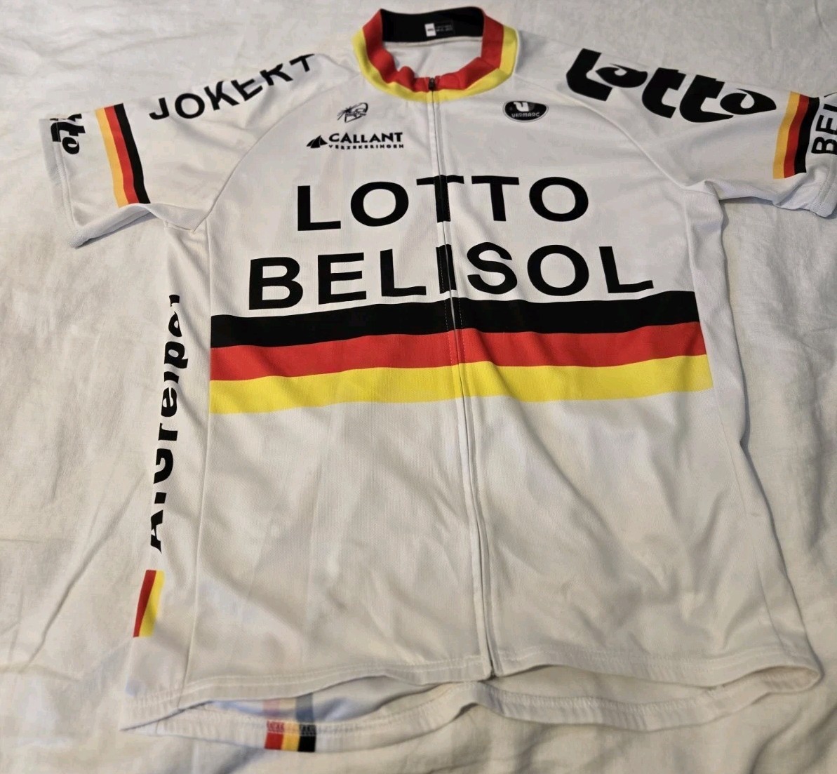 Lotto Belisol Cycling Jersey XXL White Red Yellow Black 100% Polyester Pro Team