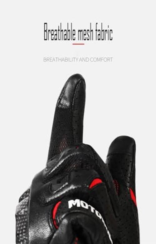 Men’s Leather Motorcycle Racing Gloves – Breathable – Summer Guantes