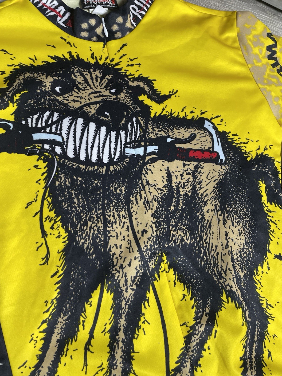 Primal Colorful Graphics Wild Dog Jersey Cycling Paw Prints Bike Men’s Size L