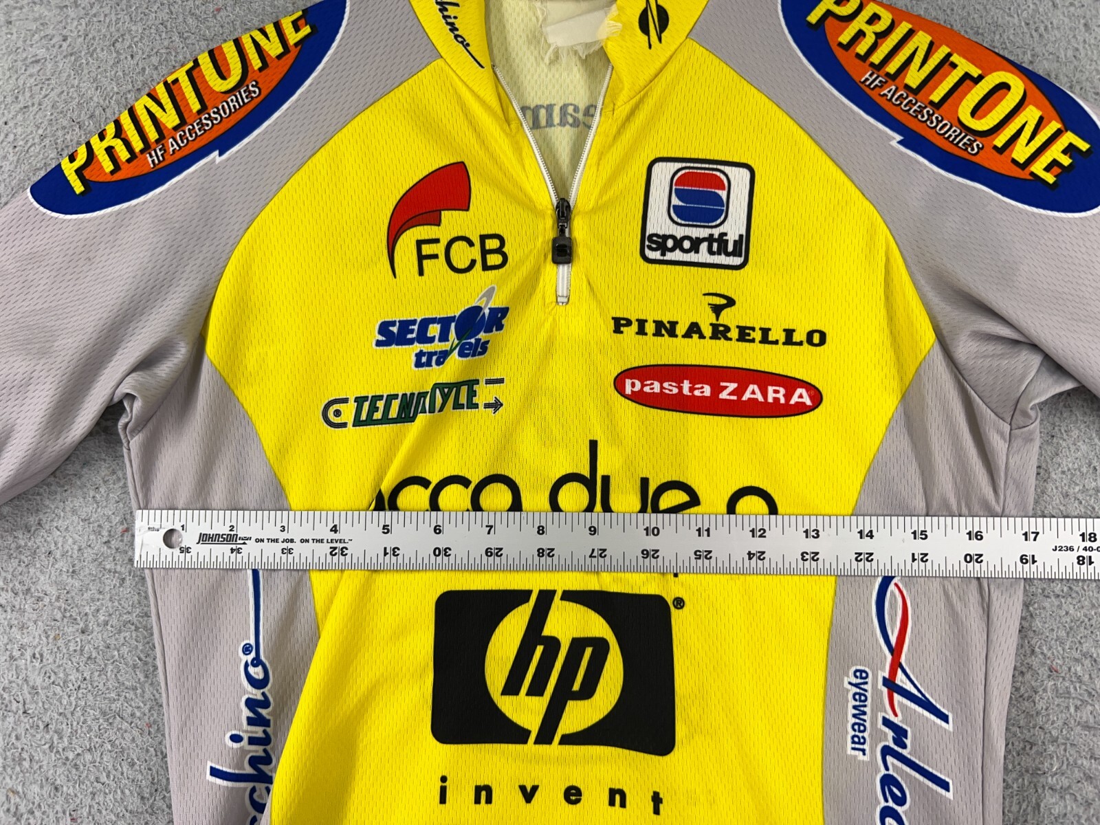 Sportful Cycling Jersey Womens Medium Gray Yellow HP Acca Due O 1/4 Zip Poly