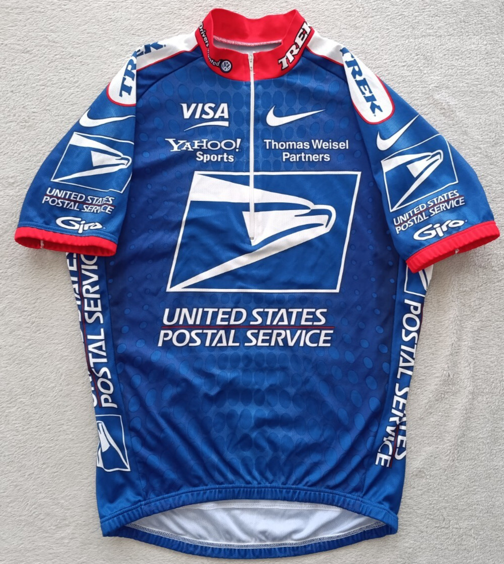 US Postal Service USPS Trek Giro Nike mens Blue cycling jersey size M