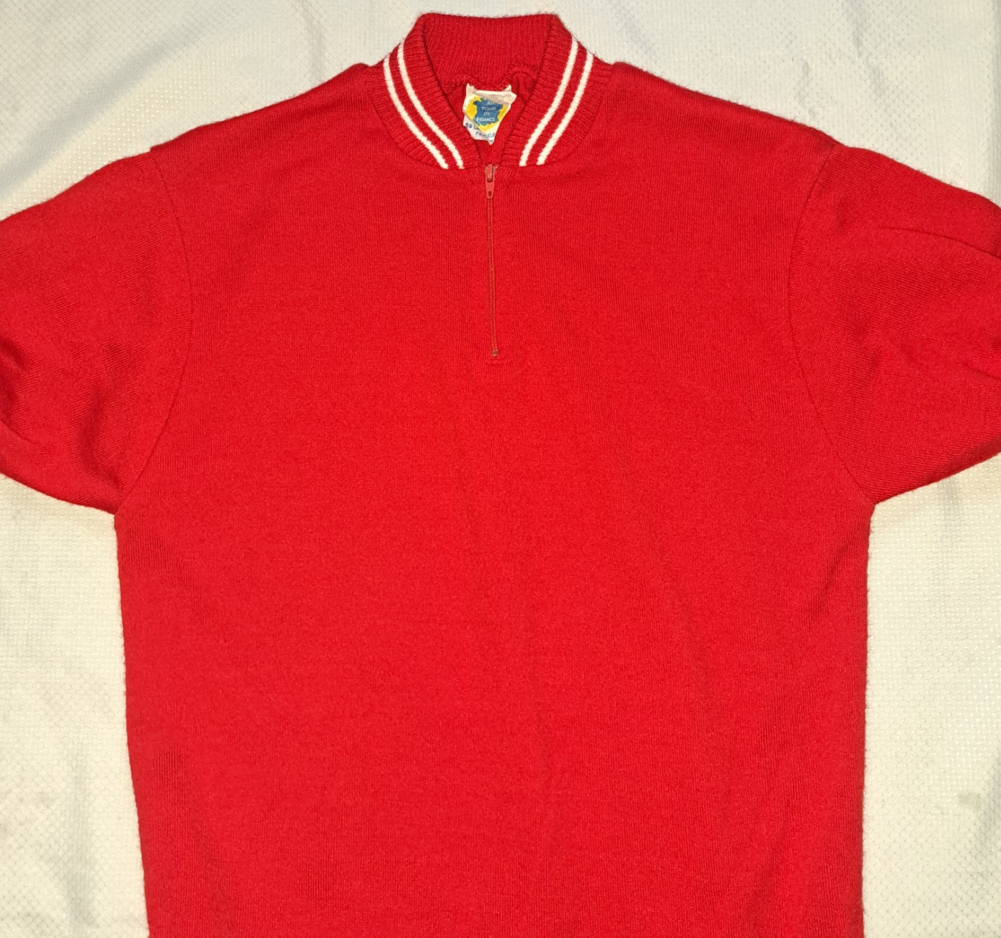 Au Tour De France Cycling Jersey Red Acrylic Euro “Size 4” check measurements