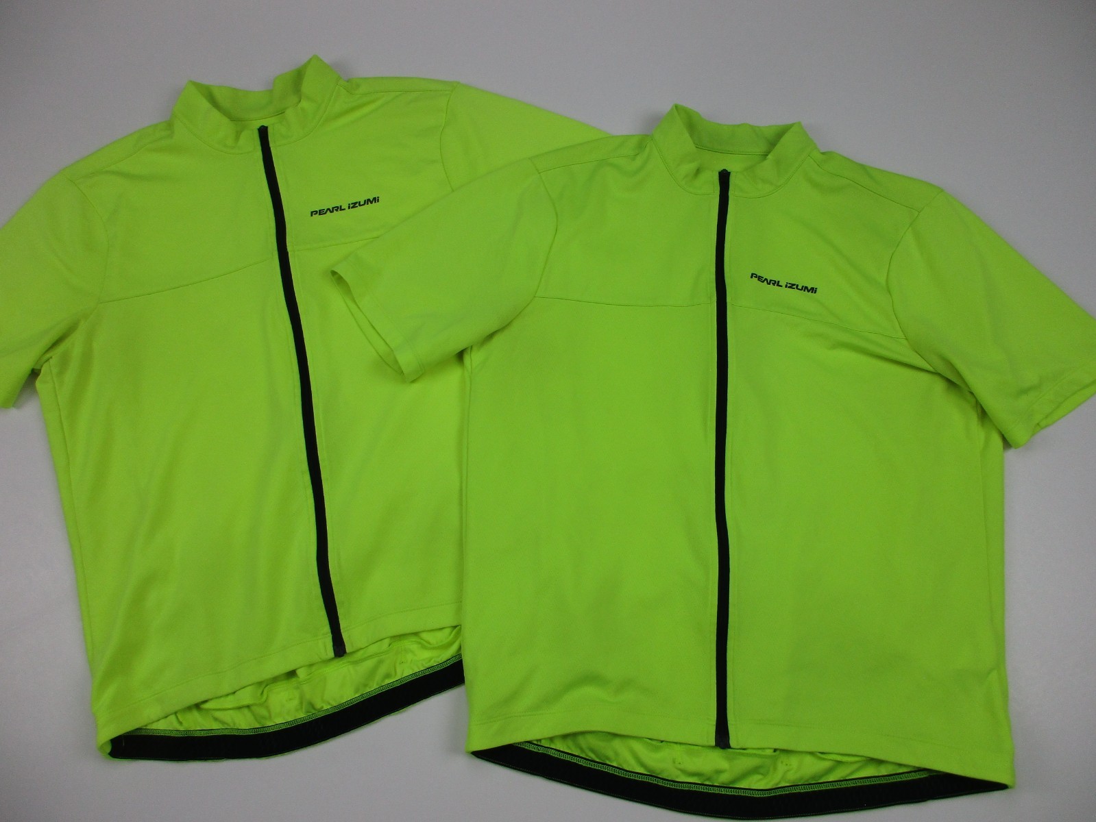 Lot 2 Mens Large Pearl Izumi Quest Cycling Jersey Full ZIp neon green
