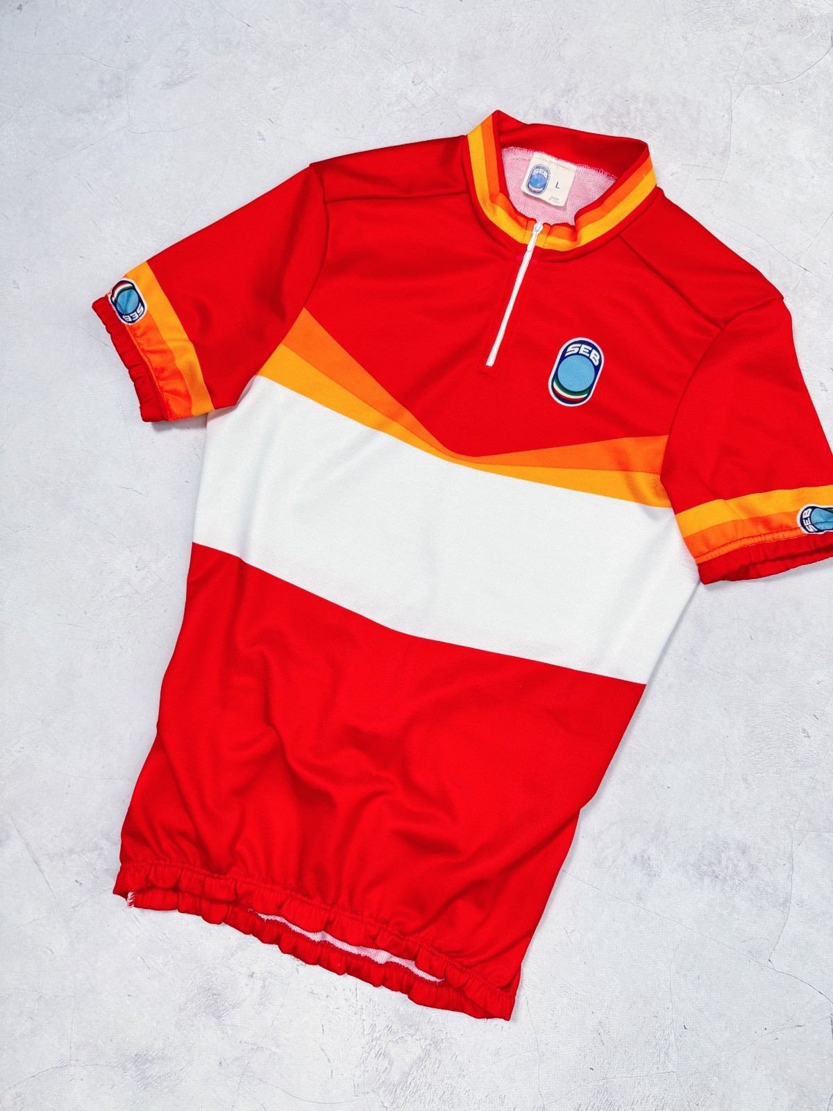 Vintage SEB Cycling Jersey Francesco Moser Signature Back Logo size Medium