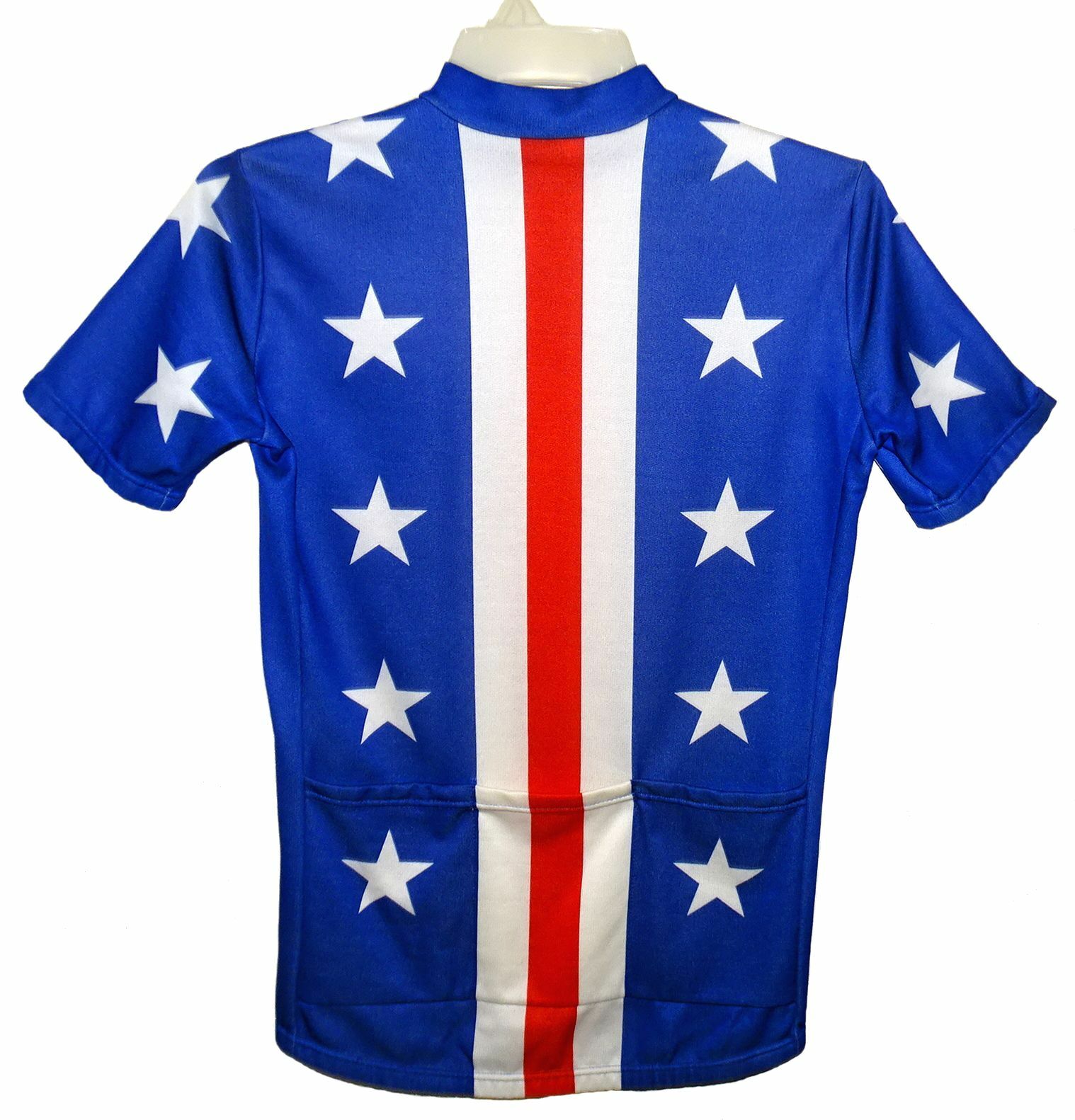 Vintage Sz III Italian Cycling Jersey Patriotic Design Synthetic Red White Blue