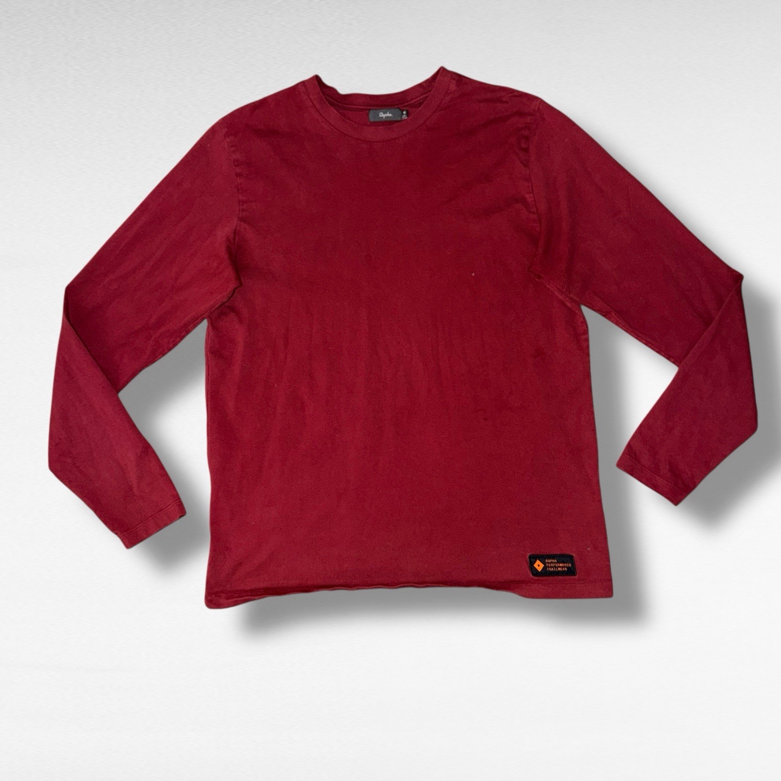 RAPHA MEN’S TRAIL LONG SLEEVE T-SHIRT In Red Sz M 100% Cotton