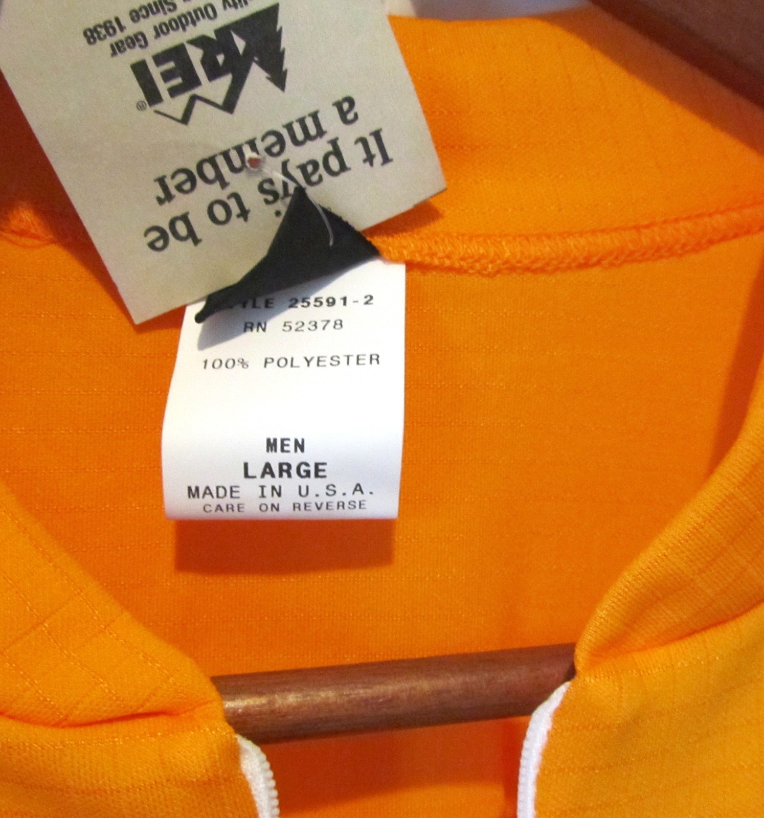 Rare Vintage REI Trionfo Men’s Cycling Jersey, Gold/Black (Orange), USA – NWT