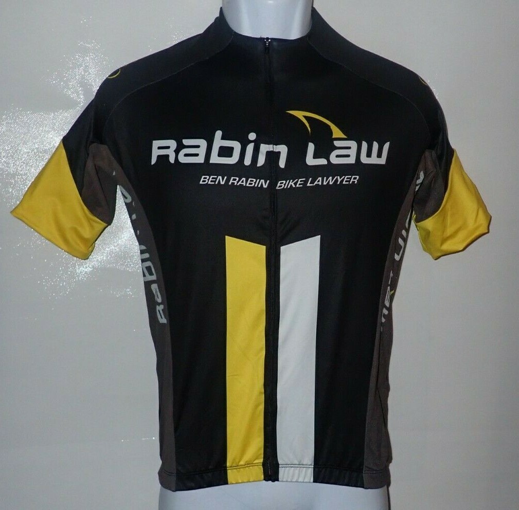 Vomax Cycling Jersey Mens M Full Zip Black Yellow Cycling Lawyer Rabin Law