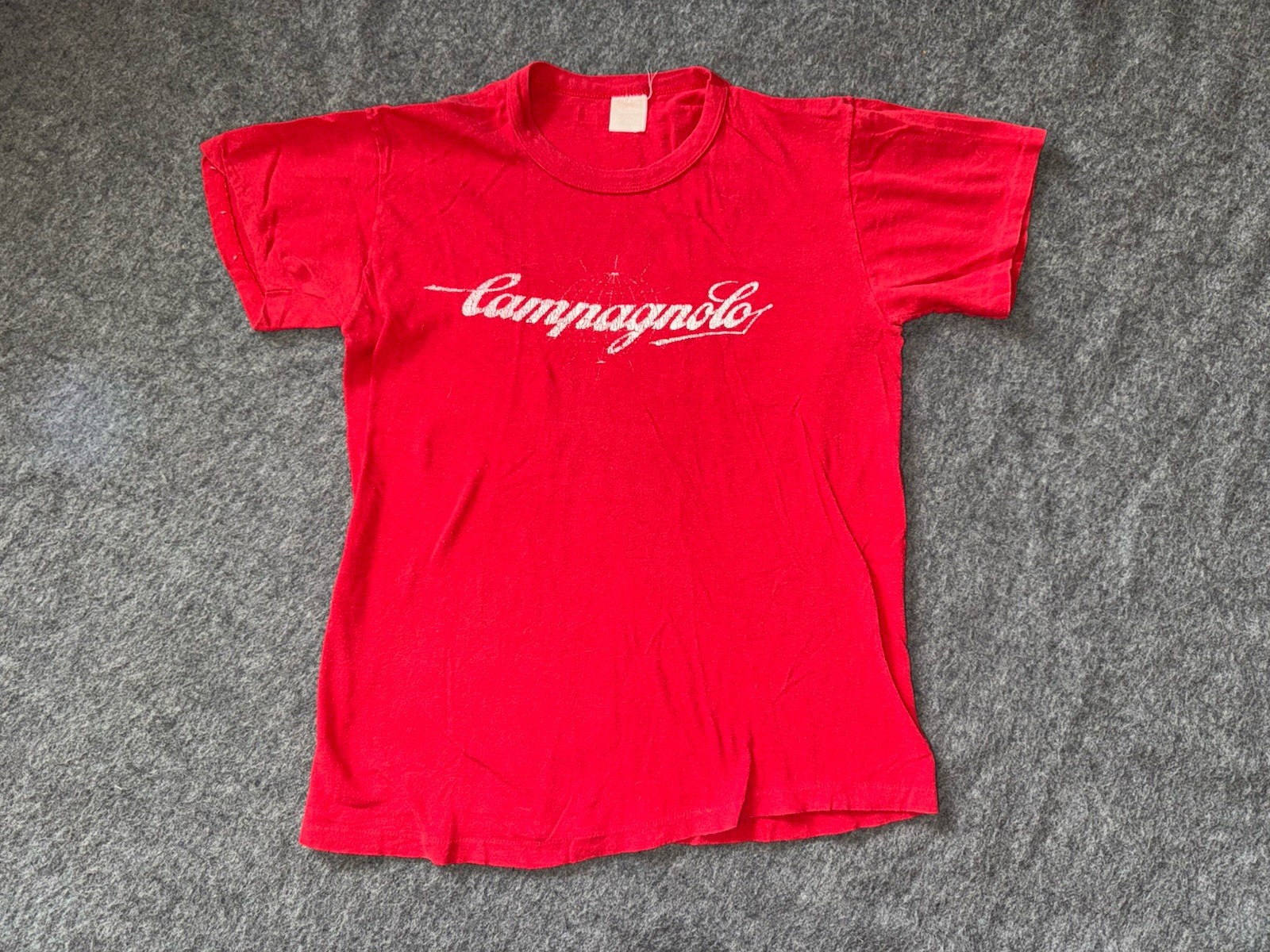 Vintage 70s Campagnolo Cycling XC Ski T Shirt Rainbow Jersey Milwaukee Red Tee M