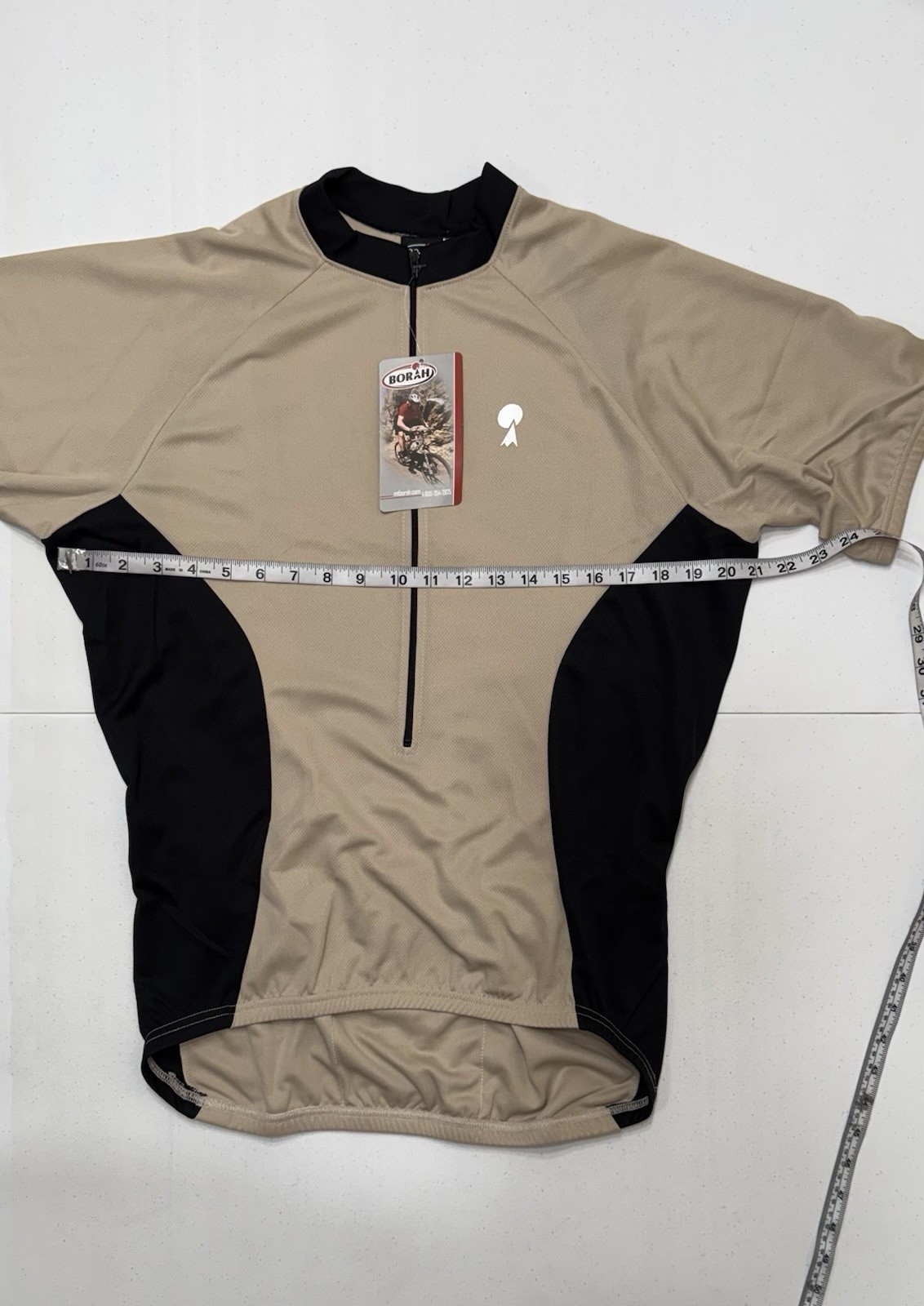 Borah Men’s Tan & Black Short Sleeve 1/2 Zip Slim Comfort Pro Cycling Jersey L
