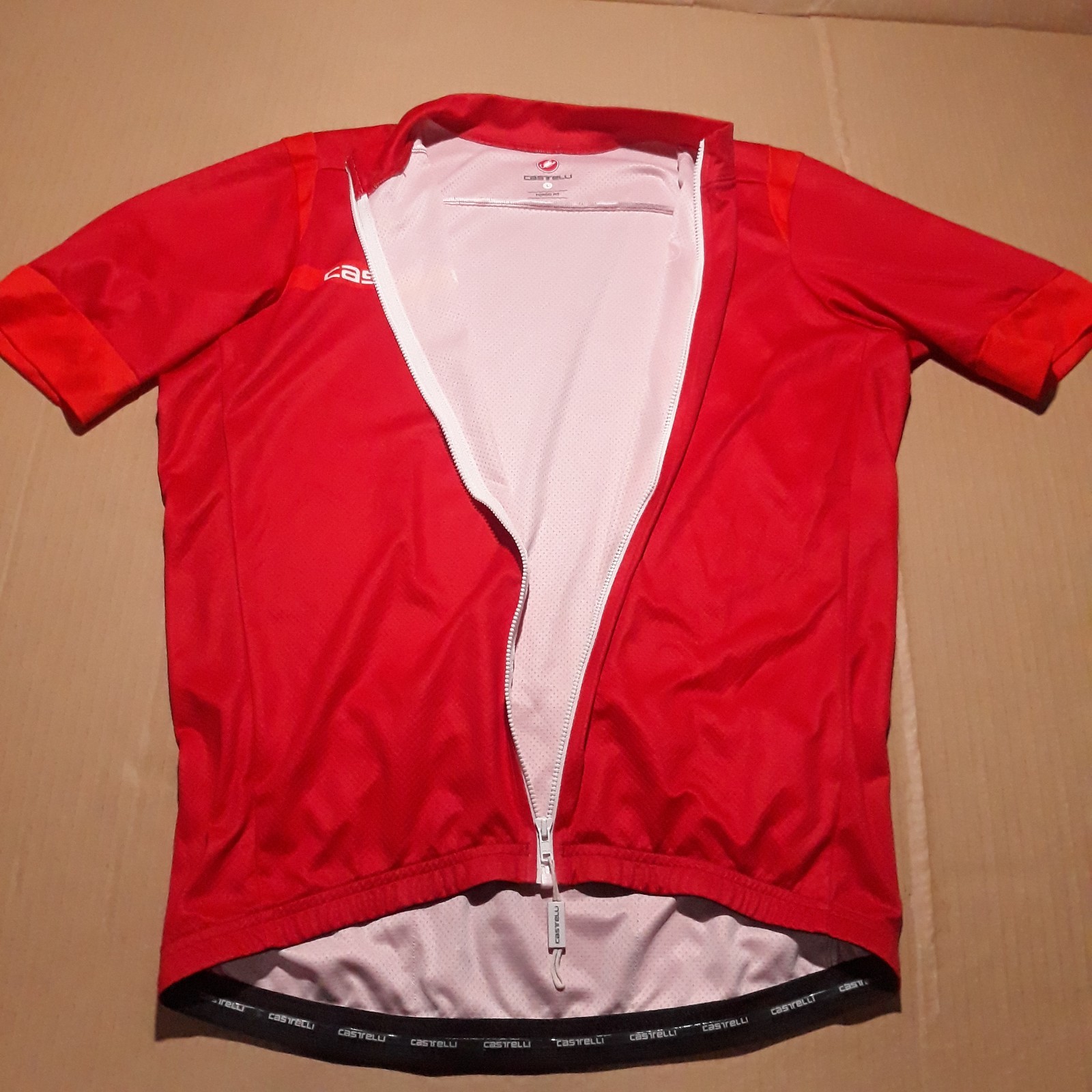 Castelli Cycling Shirt Men’s Large Fondo Fit Red Full Zip Bike Jersey