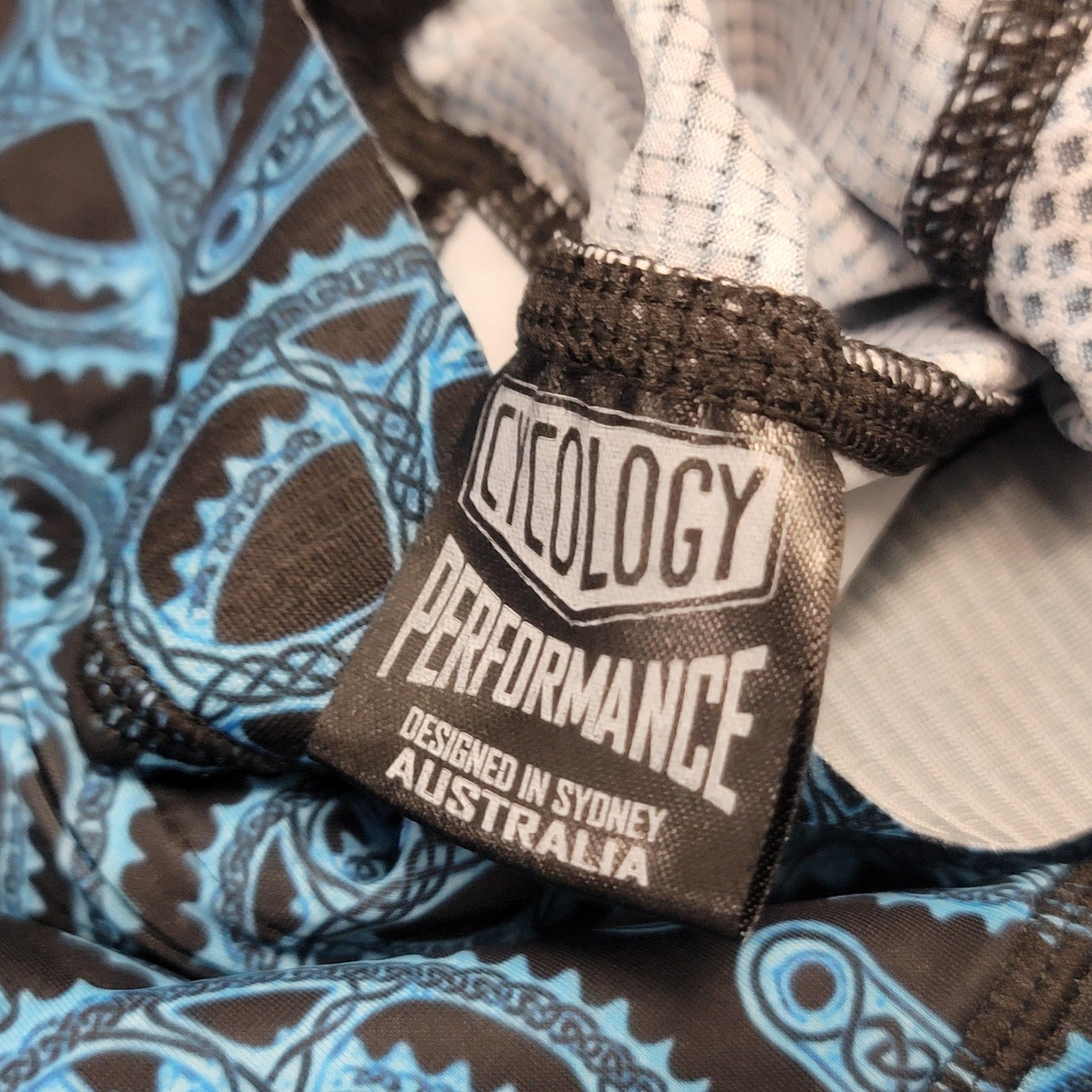 Cycology Performance Cycling Jersey Mens M-L Blue Full Zip Bike Graphic Shirt