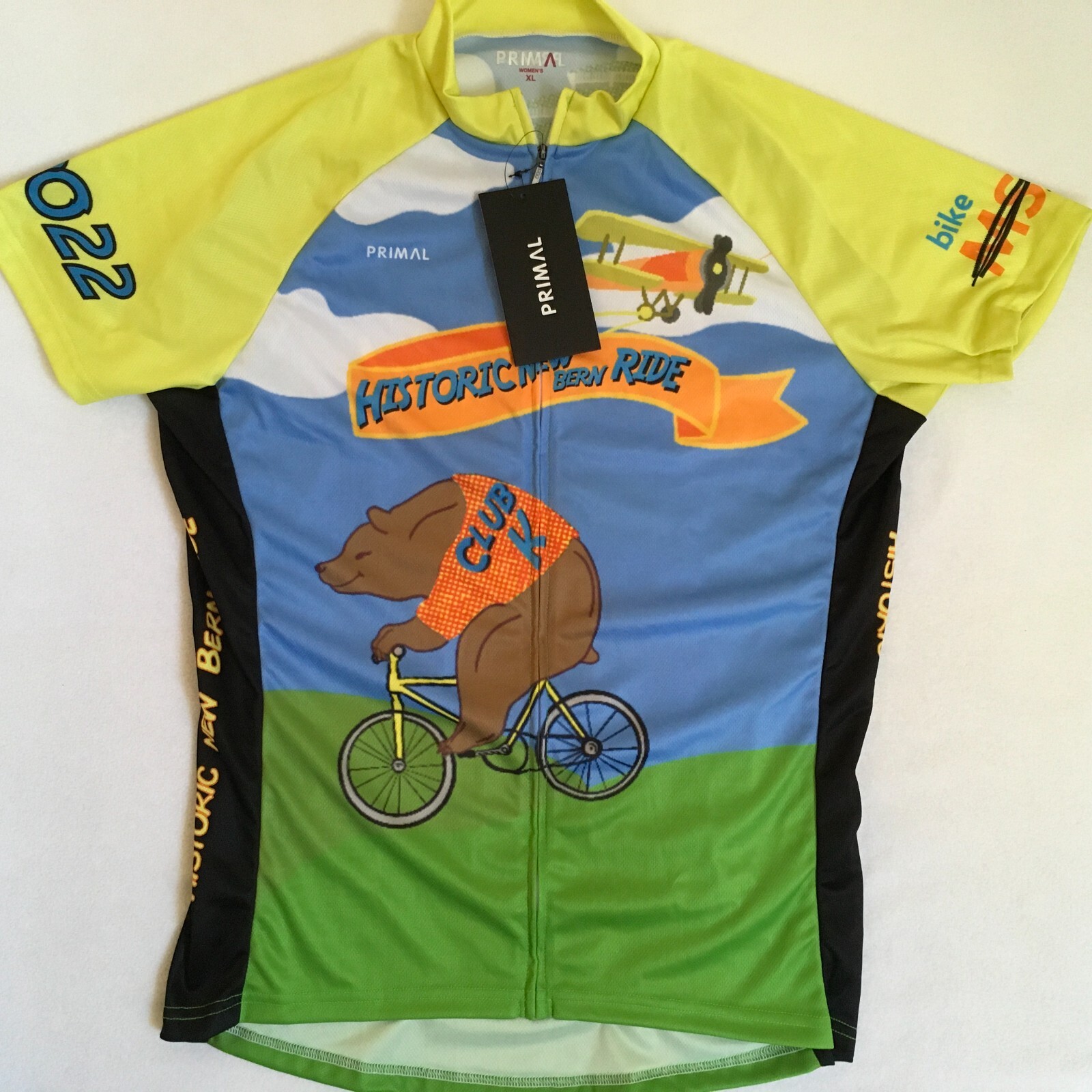 Primal Cycling Womens Multicolor Bike MS New Bern Raglan Sport Cut Jersey XL NWT