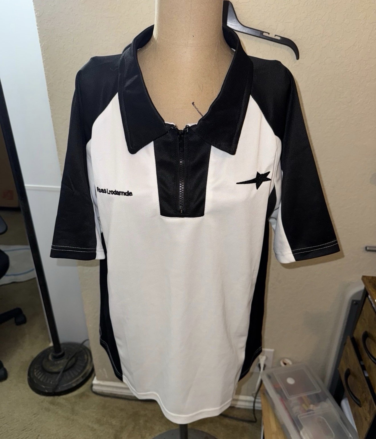 Rsas Lrodarmade Black White Cycling Jersey Short Sleeve 1/4 Zip Collared