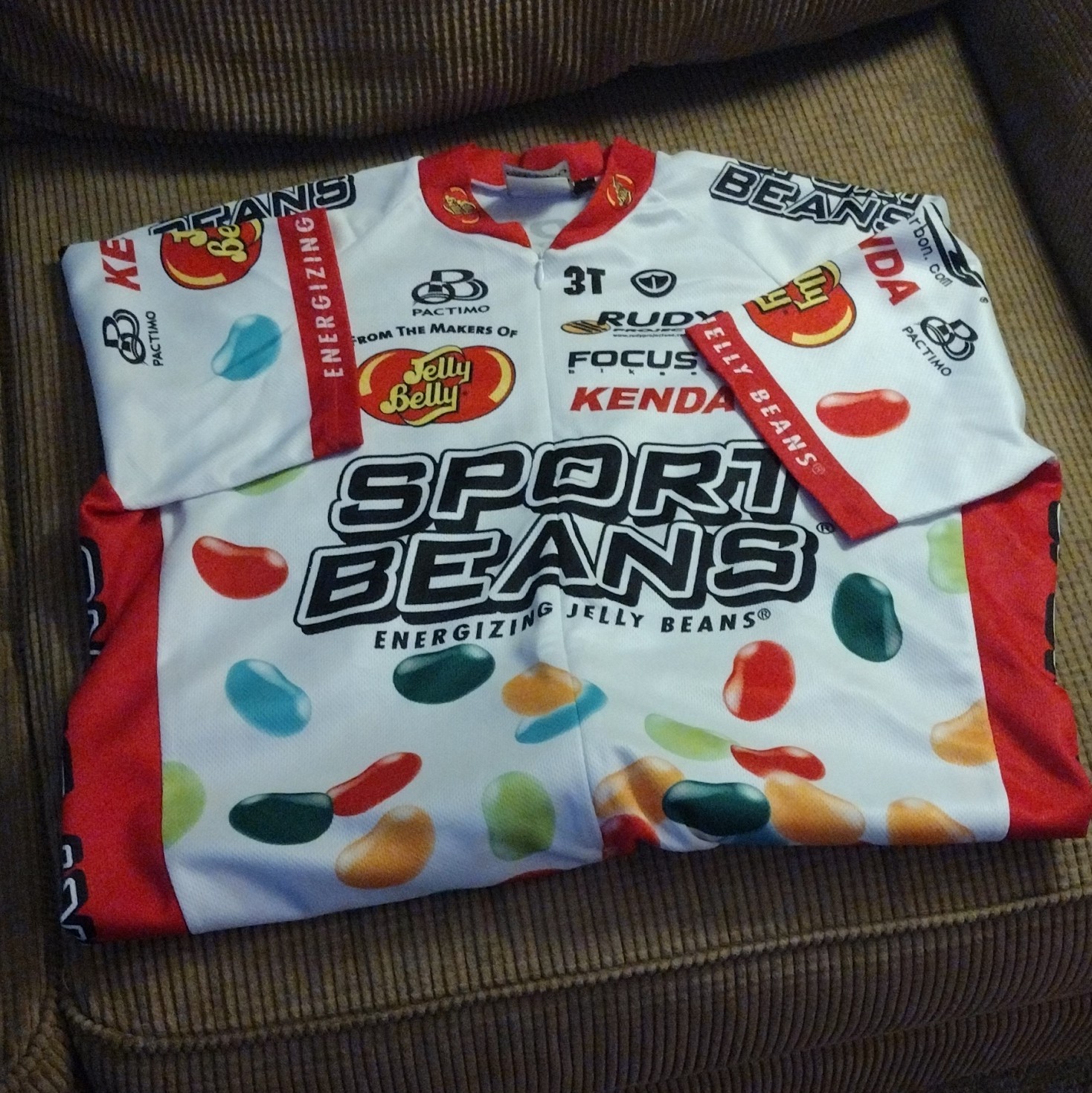 Pactimo Sport Beans Jelly Belly Cycling Jersey L Short Sleeve Zip Pockets