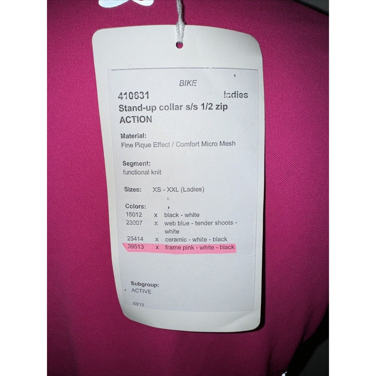 NEW Odlo Women’s 1/2 Zip Action Stand Up Collar Short Sleeve Cycling Tee S Pink